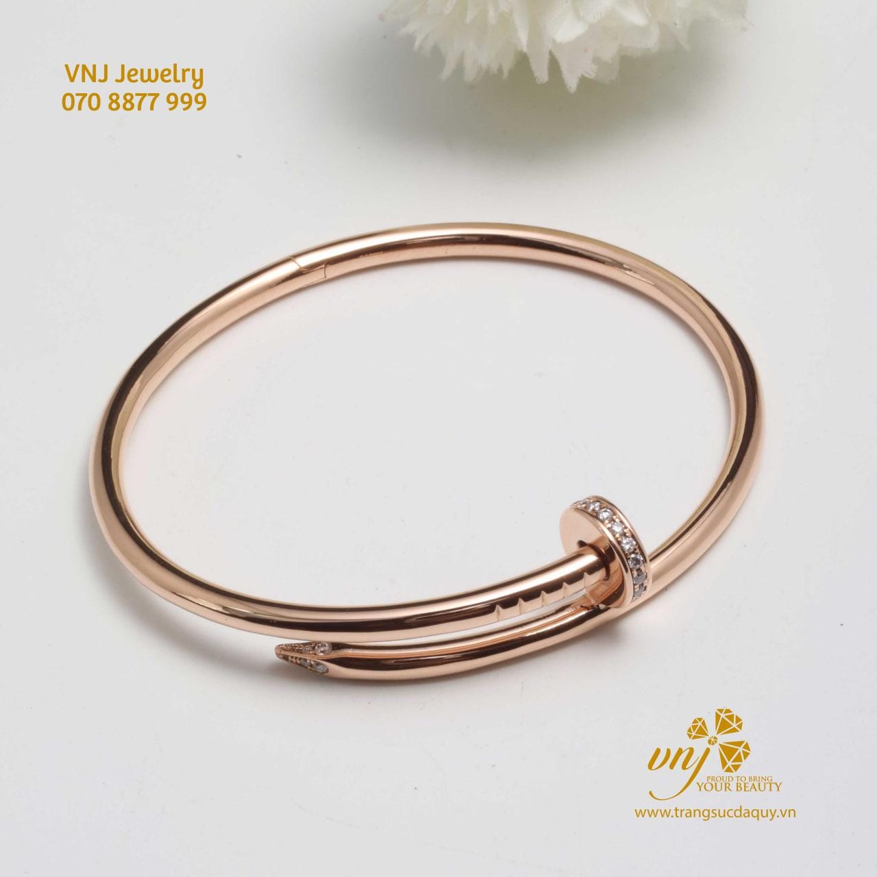 Vòng Tay Đinh Kim Cương Vàng Hồng 18K LTD5