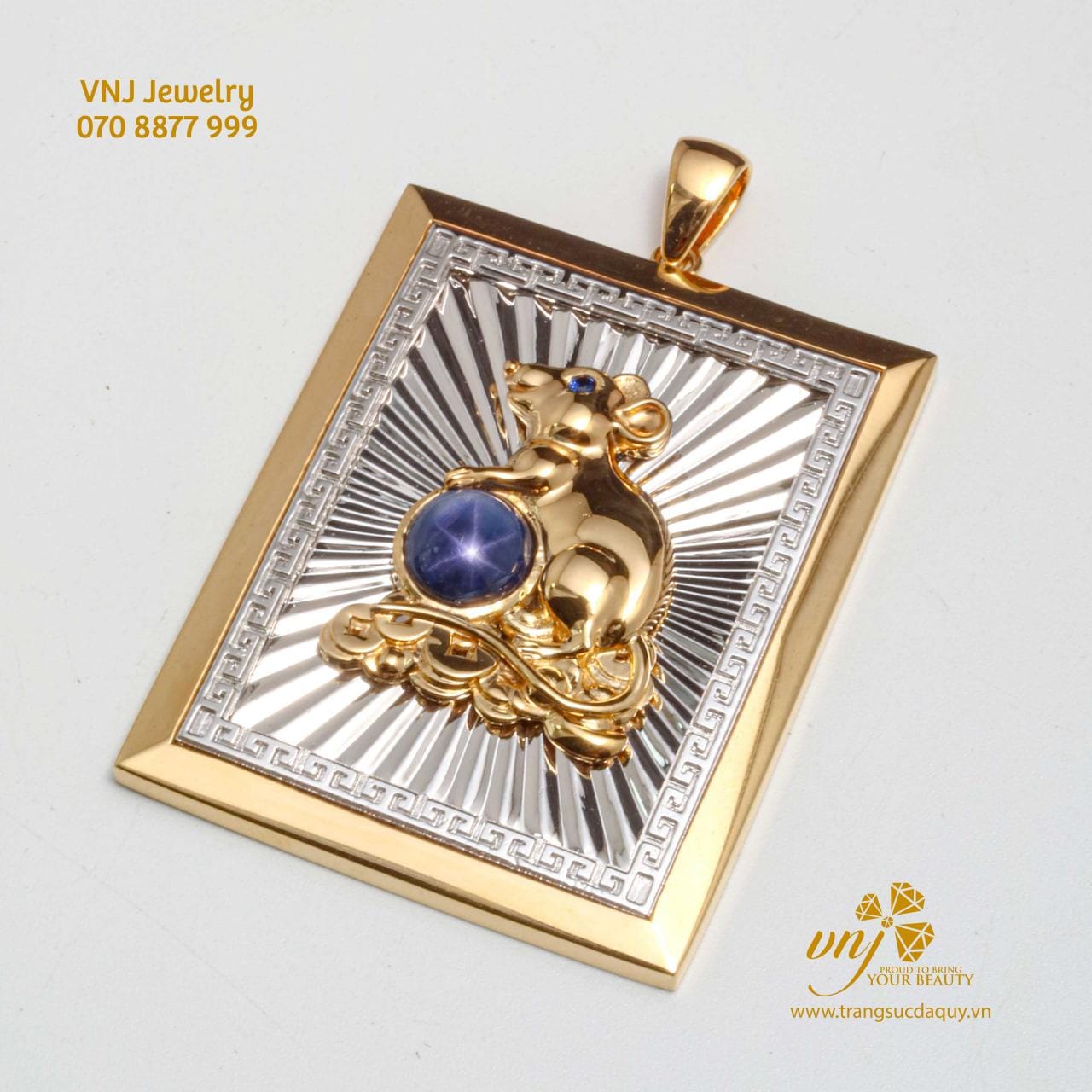 Mặt Dây Sapphire Sao Hình Chuột Cho Tuổi Tí MDS21