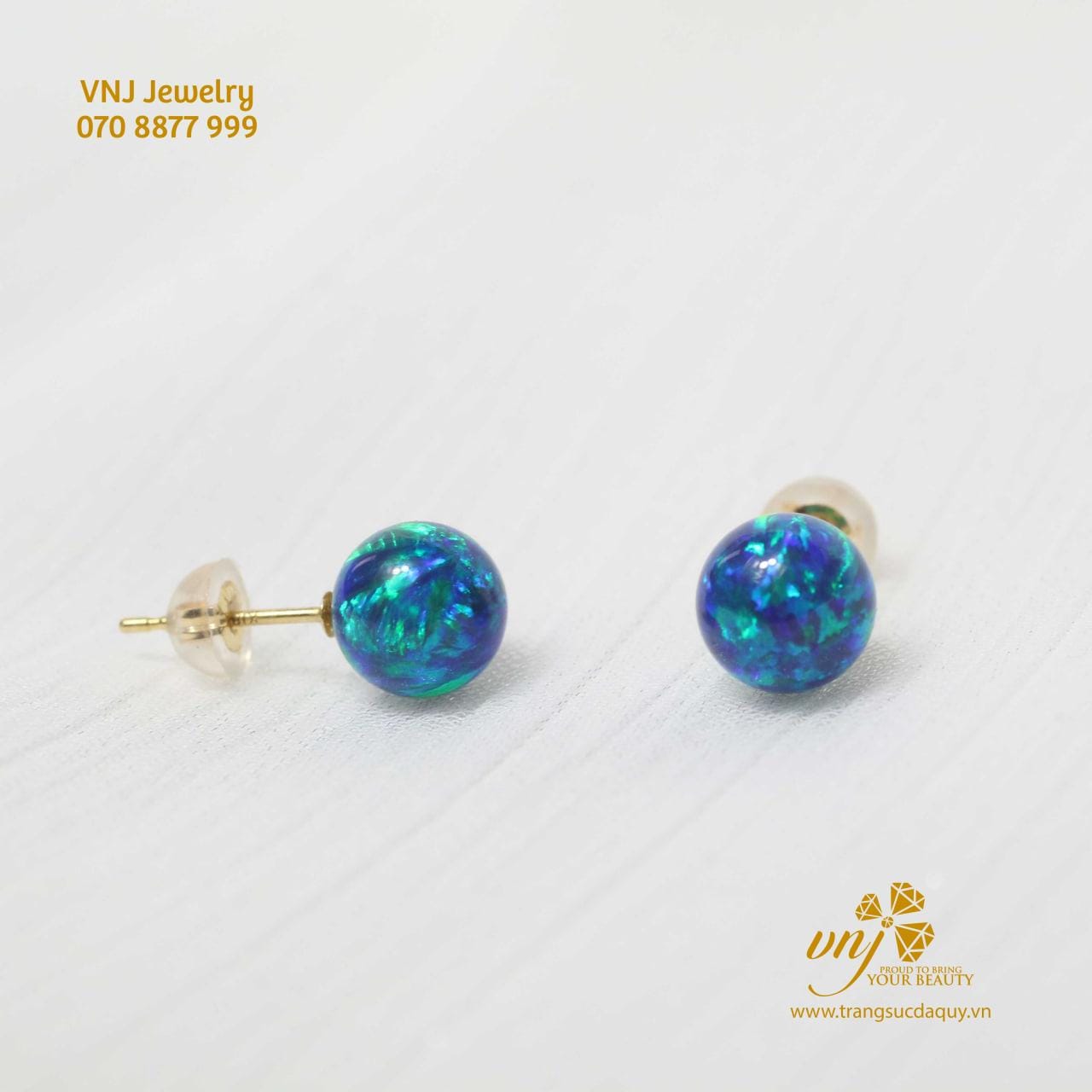 Bông Tai Opal Xanh Thiên Nhiên BTO1