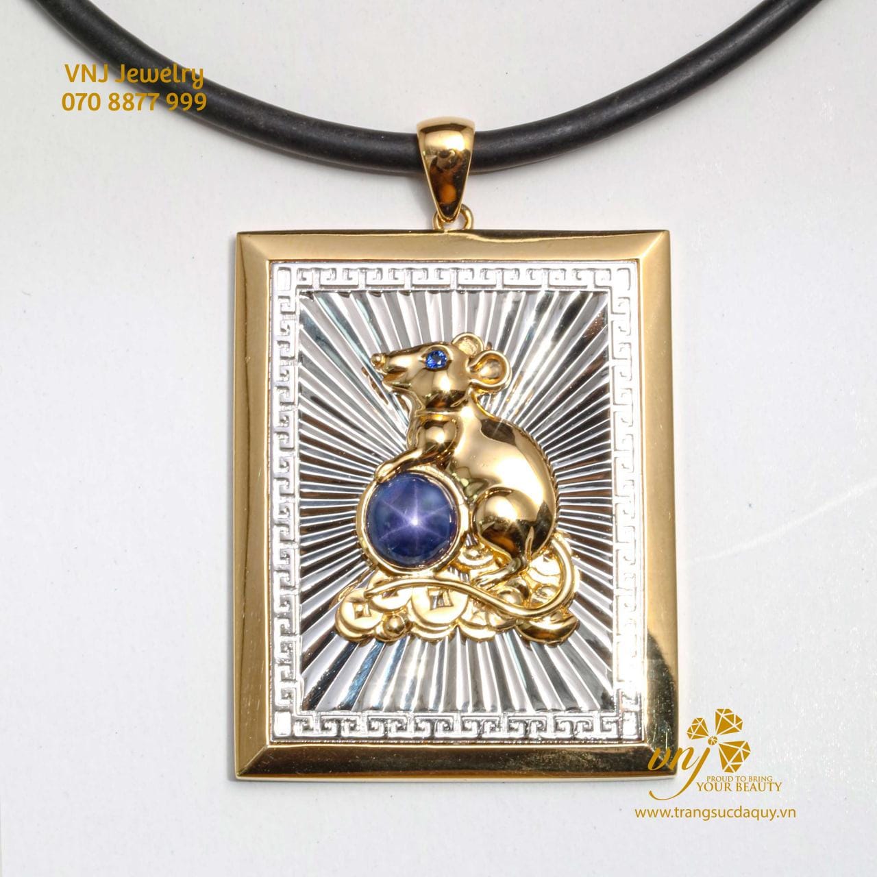 Mặt Dây Sapphire Sao Hình Chuột Cho Tuổi Tí MDS21