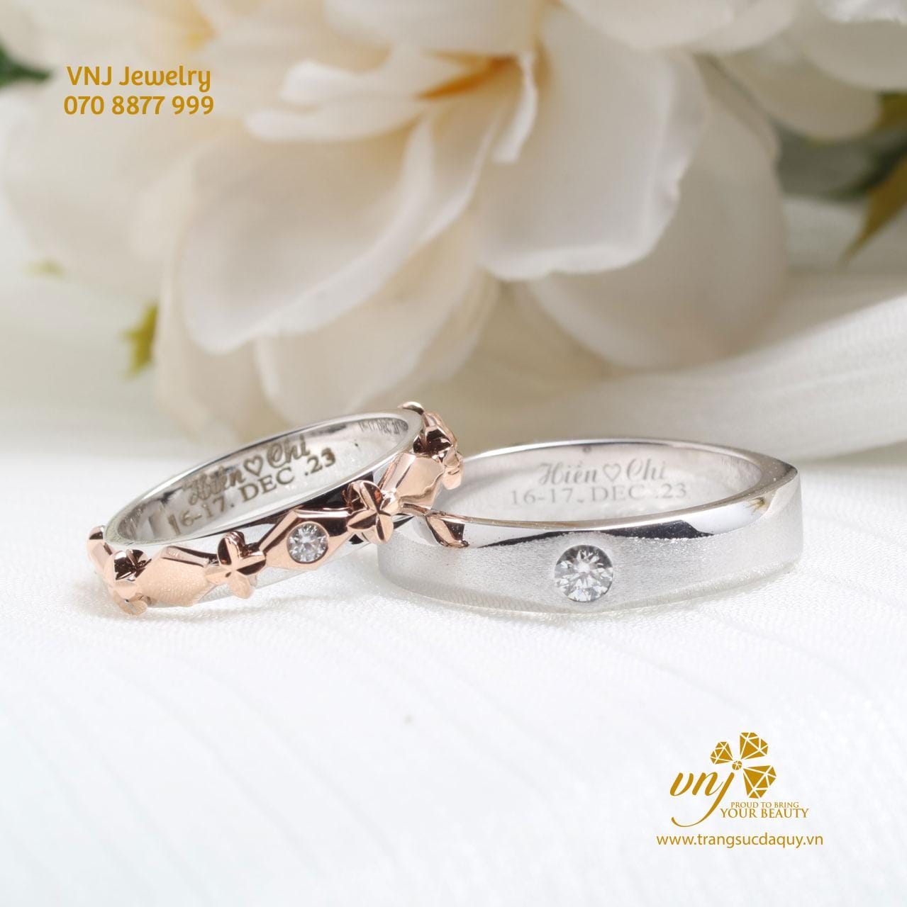 Nhẫn Cưới Vintage Vàng 2 Màu NC65