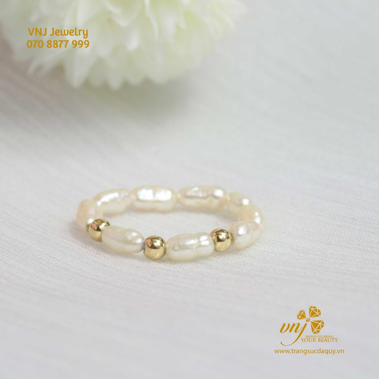 Nhẫn Ngọc Trai Mix Bi Vàng 18K NWNT7
