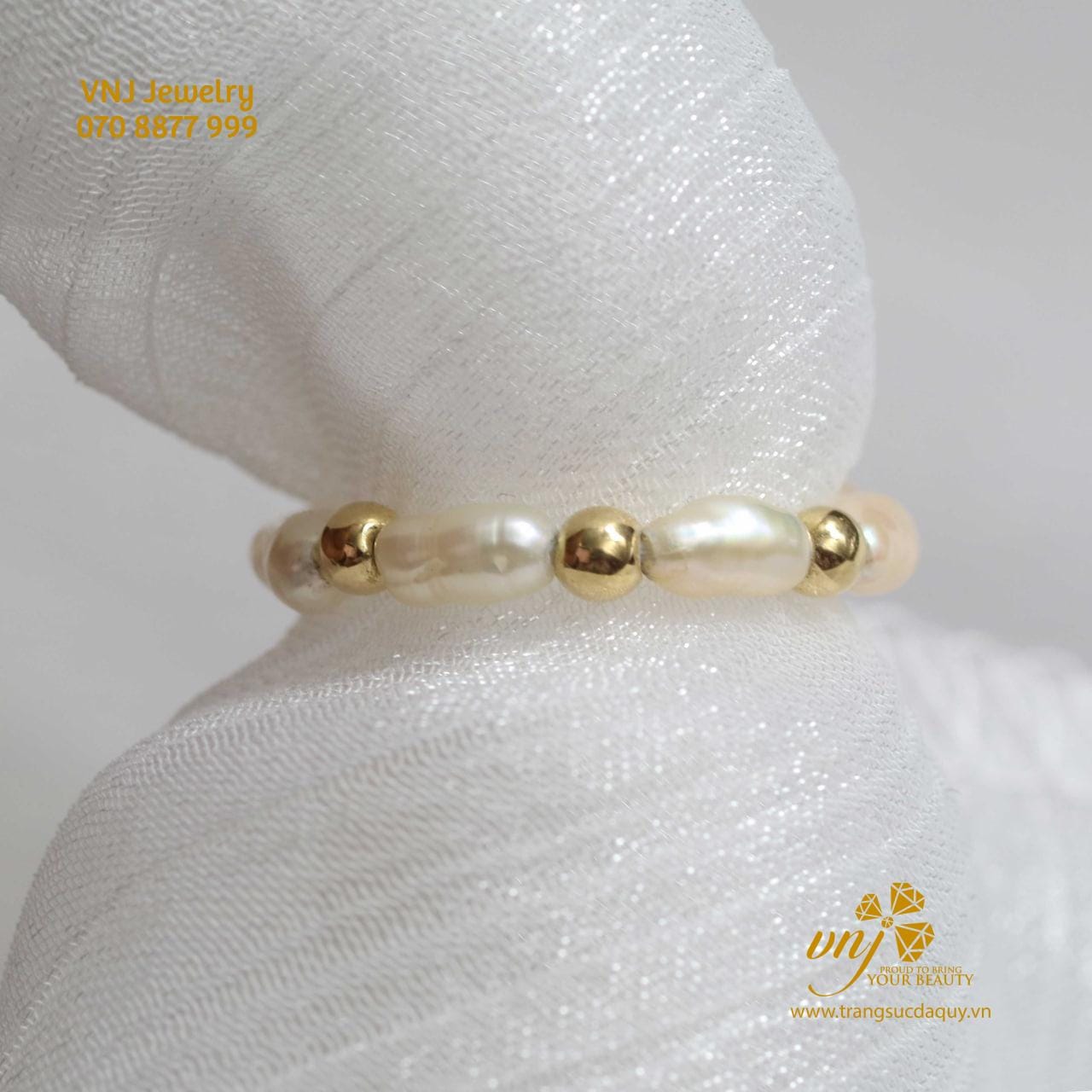 Nhẫn Ngọc Trai Mix Bi Vàng 18K NWNT7 - Ảnh 3