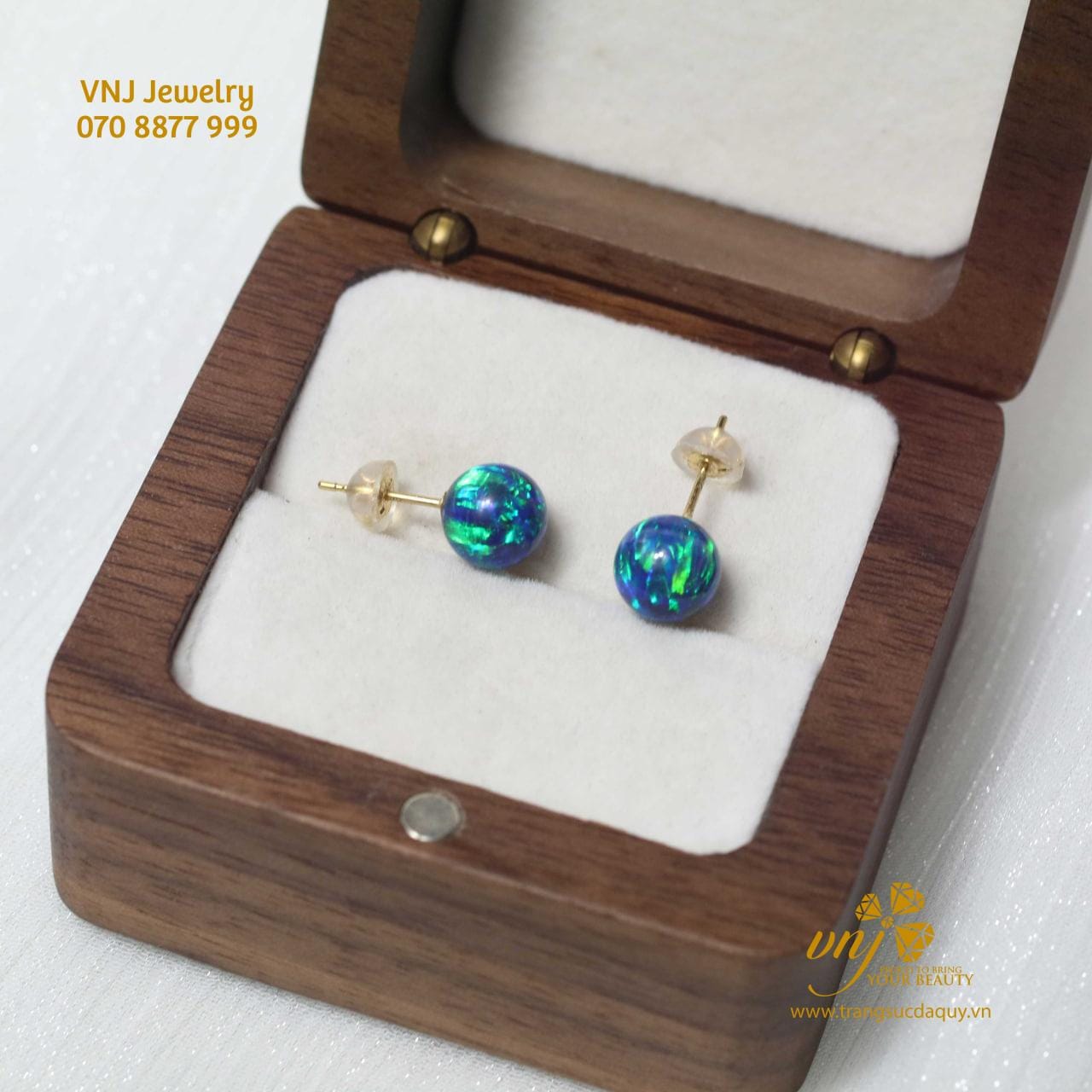 Bông Tai Opal Xanh Thiên Nhiên BTO1