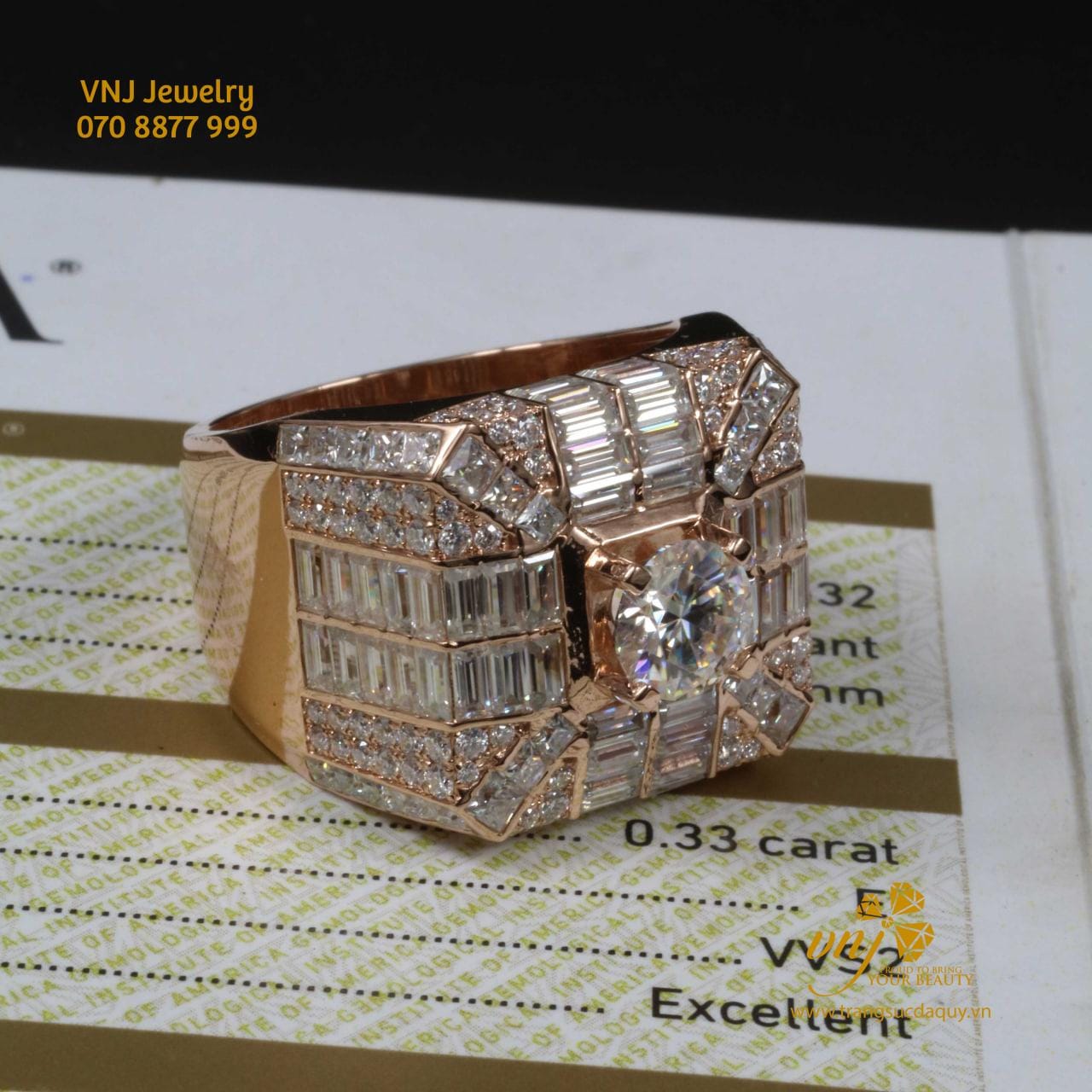 Nhẫn Kết Kim Cương Luxury Vàng Hồng NM76 - Ảnh 3