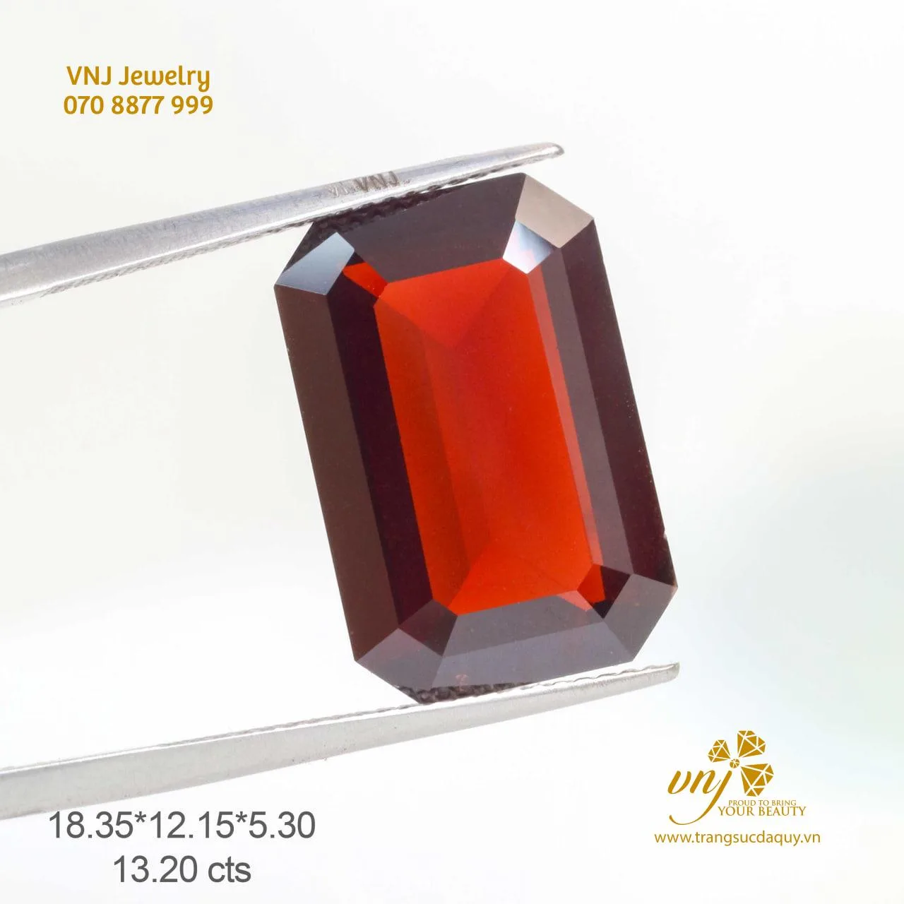 Đá Garnet Đỏ Thiên Nhiên Mài Chữ Nhật DQG8