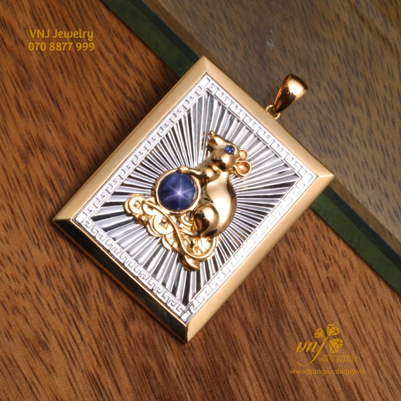 Mặt Dây Sapphire Sao Hình Chuột Cho Tuổi Tí MDS21