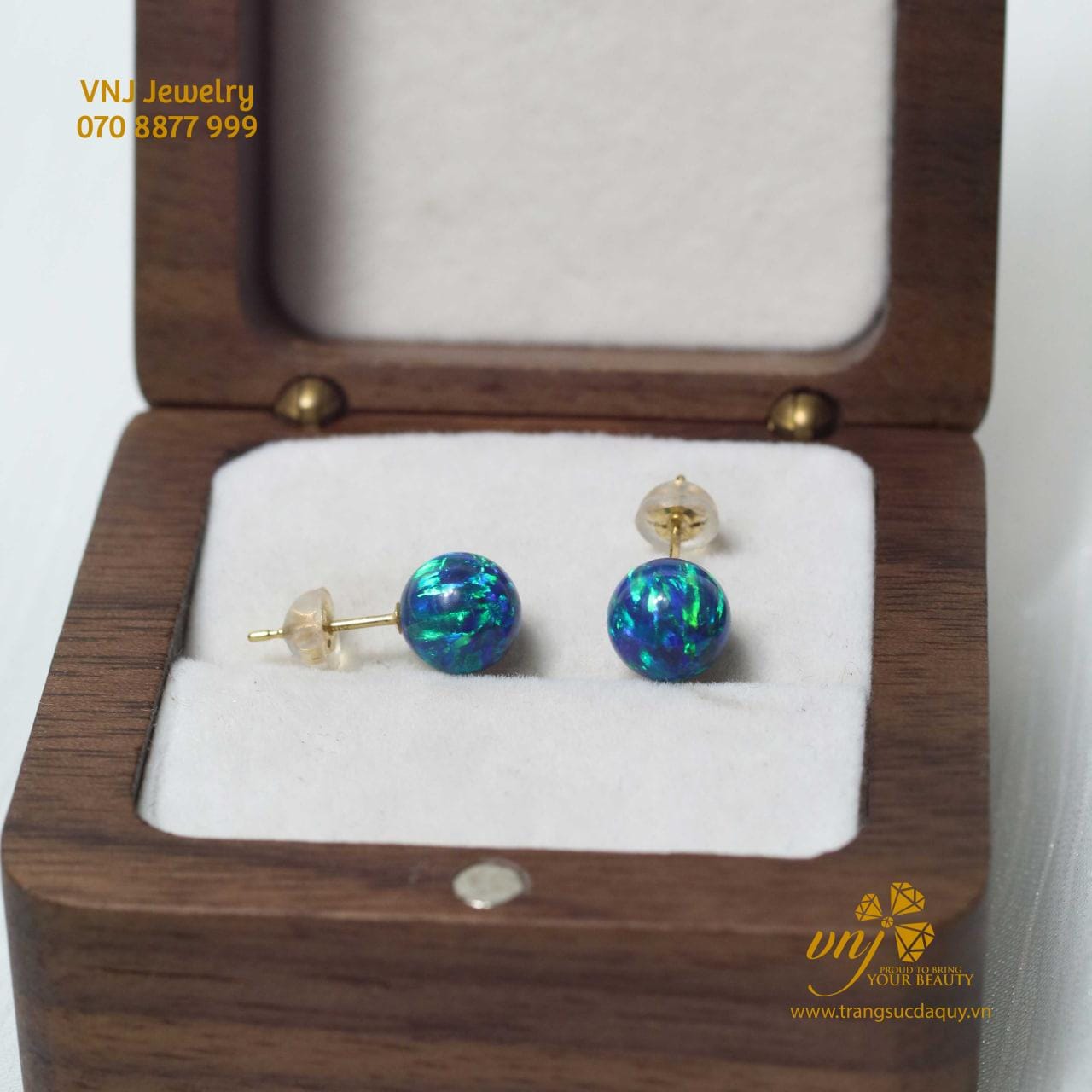 Bông Tai Opal Xanh Thiên Nhiên BTO1