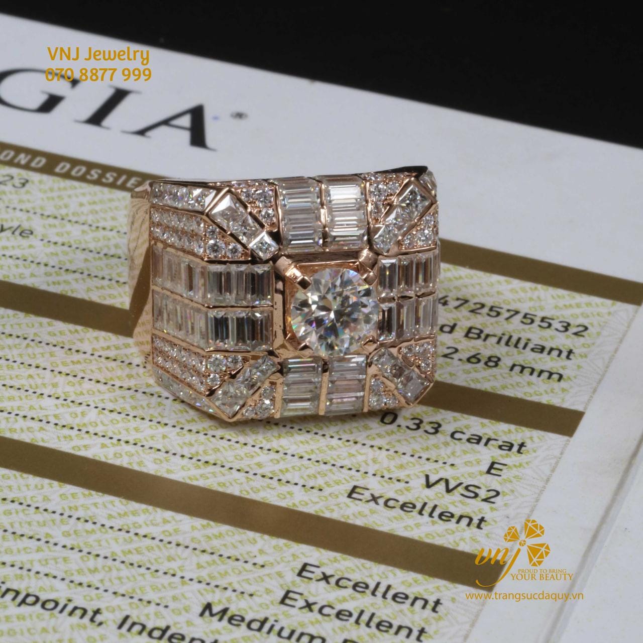 Nhẫn Kết Kim Cương Luxury Vàng Hồng NM76 - Ảnh 4