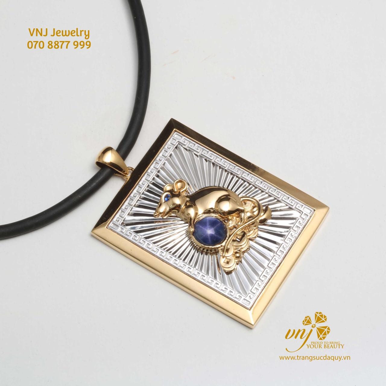 Mặt Dây Sapphire Sao Hình Chuột Cho Tuổi Tí MDS21