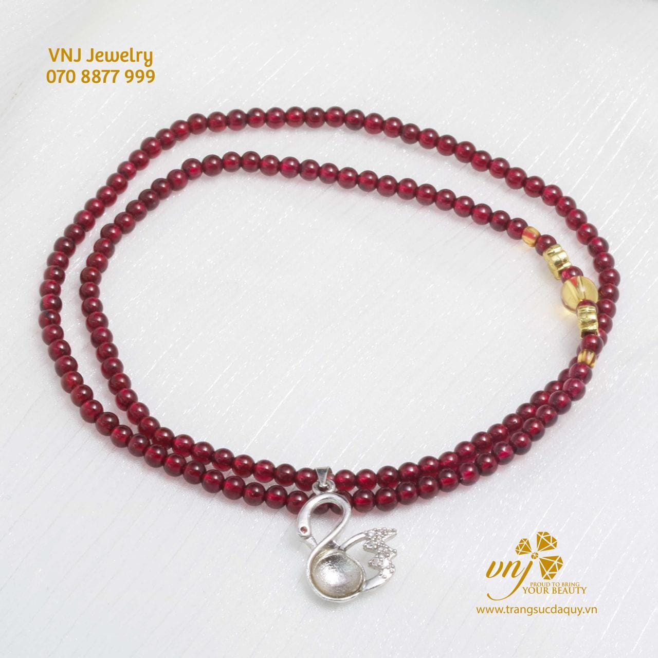Chuỗi Vòng Garnet Mix Charm Thiên Nga VCG8 - Ảnh 2