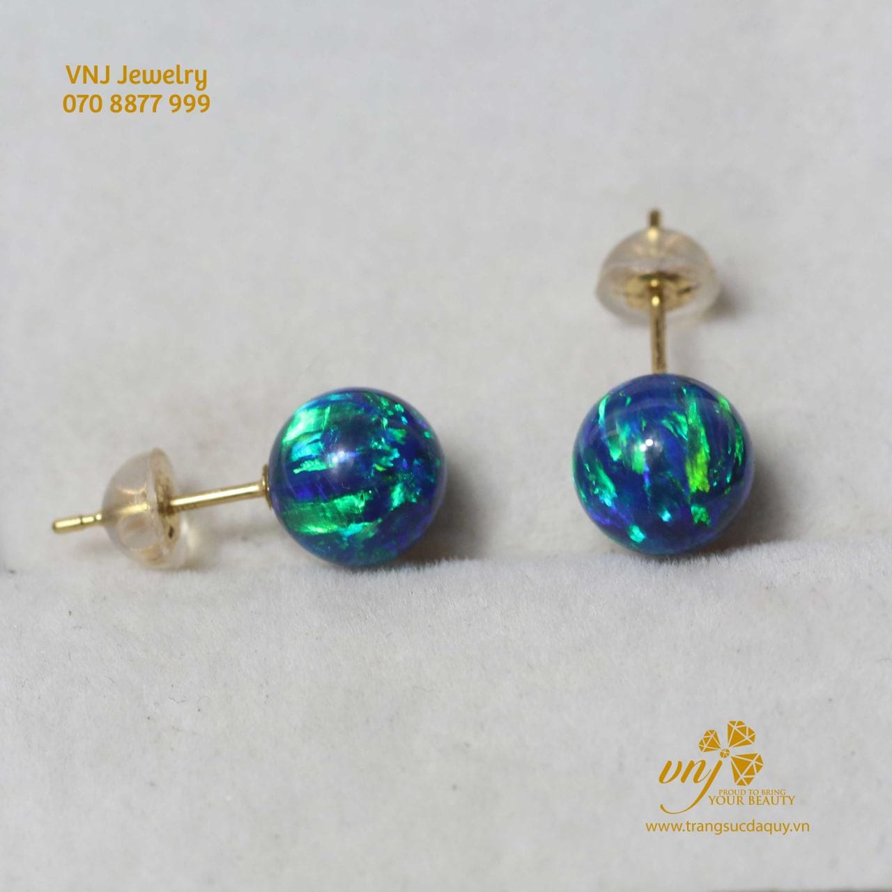 Bông Tai Opal Xanh Thiên Nhiên BTO1