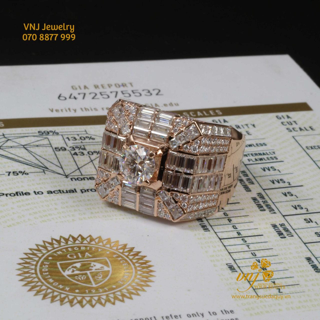 Nhẫn Kết Kim Cương Luxury Vàng Hồng NM76 - Ảnh 5