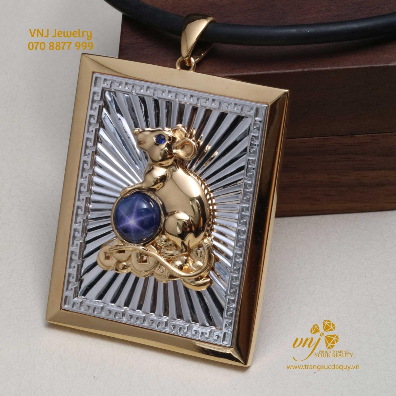Mặt Dây Sapphire Sao Hình Chuột Cho Tuổi Tí MDS21