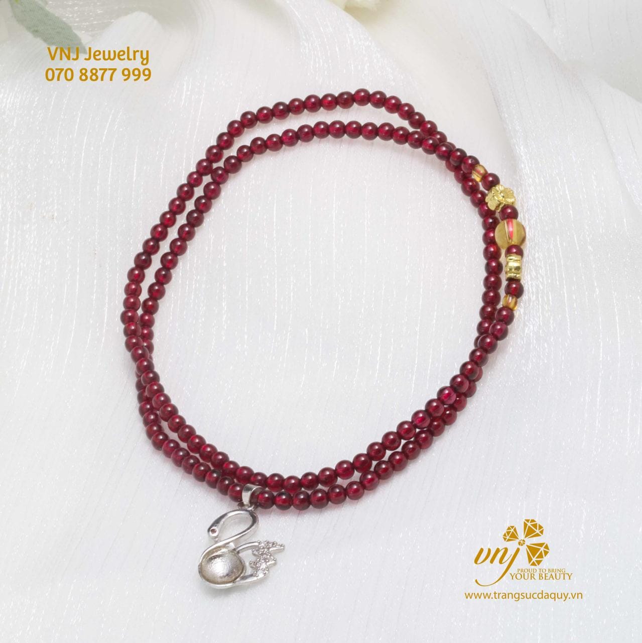 Chuỗi Vòng Garnet Mix Charm Thiên Nga VCG8 - Ảnh 3