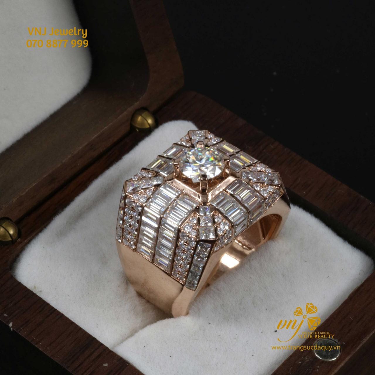 Nhẫn Kết Kim Cương Luxury Vàng Hồng NM76 - Ảnh 6
