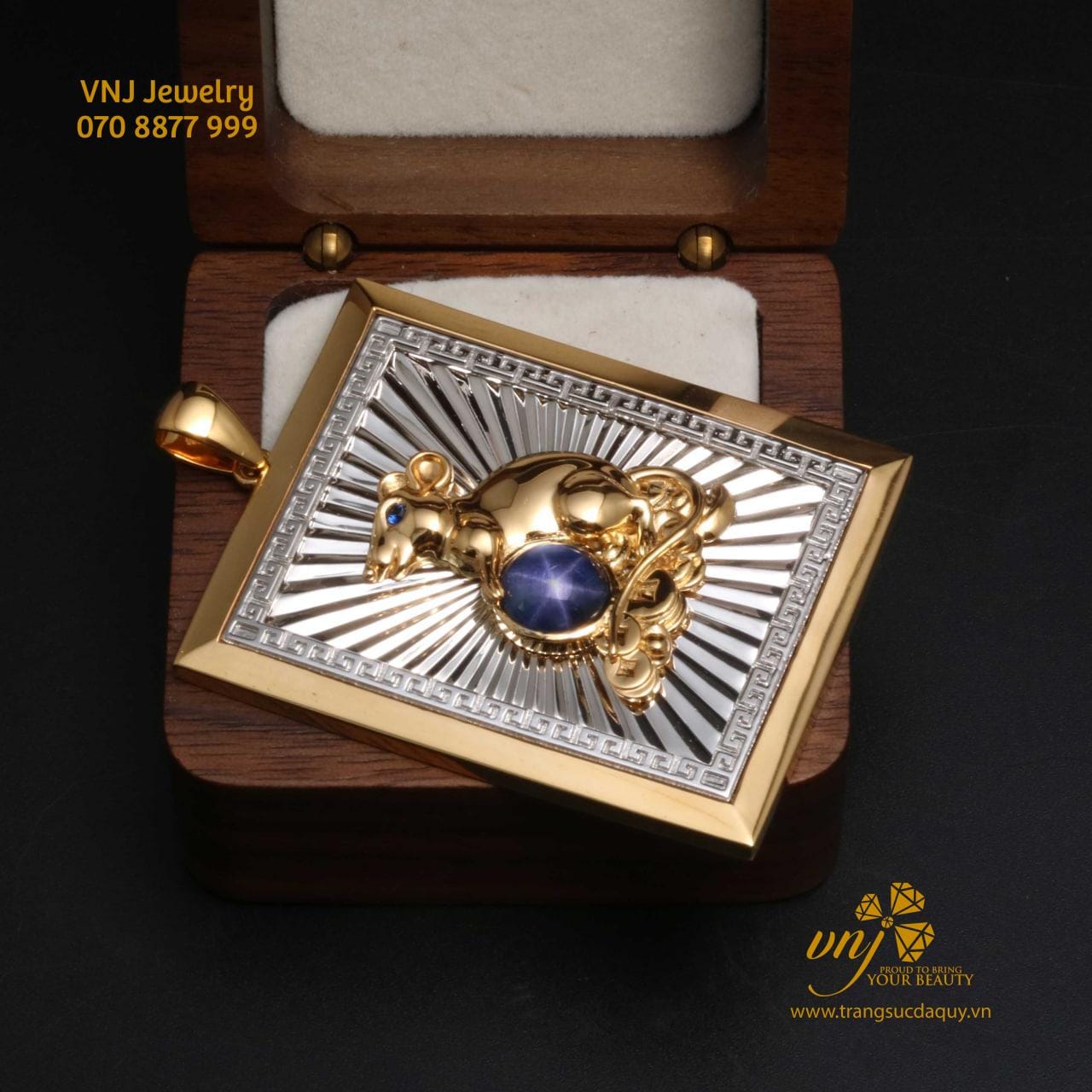 Mặt Dây Sapphire Sao Hình Chuột Cho Tuổi Tí MDS21