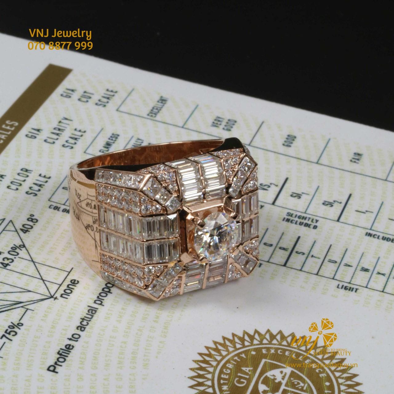 Nhẫn Kết Kim Cương Luxury Vàng Hồng NM76 - Ảnh 7