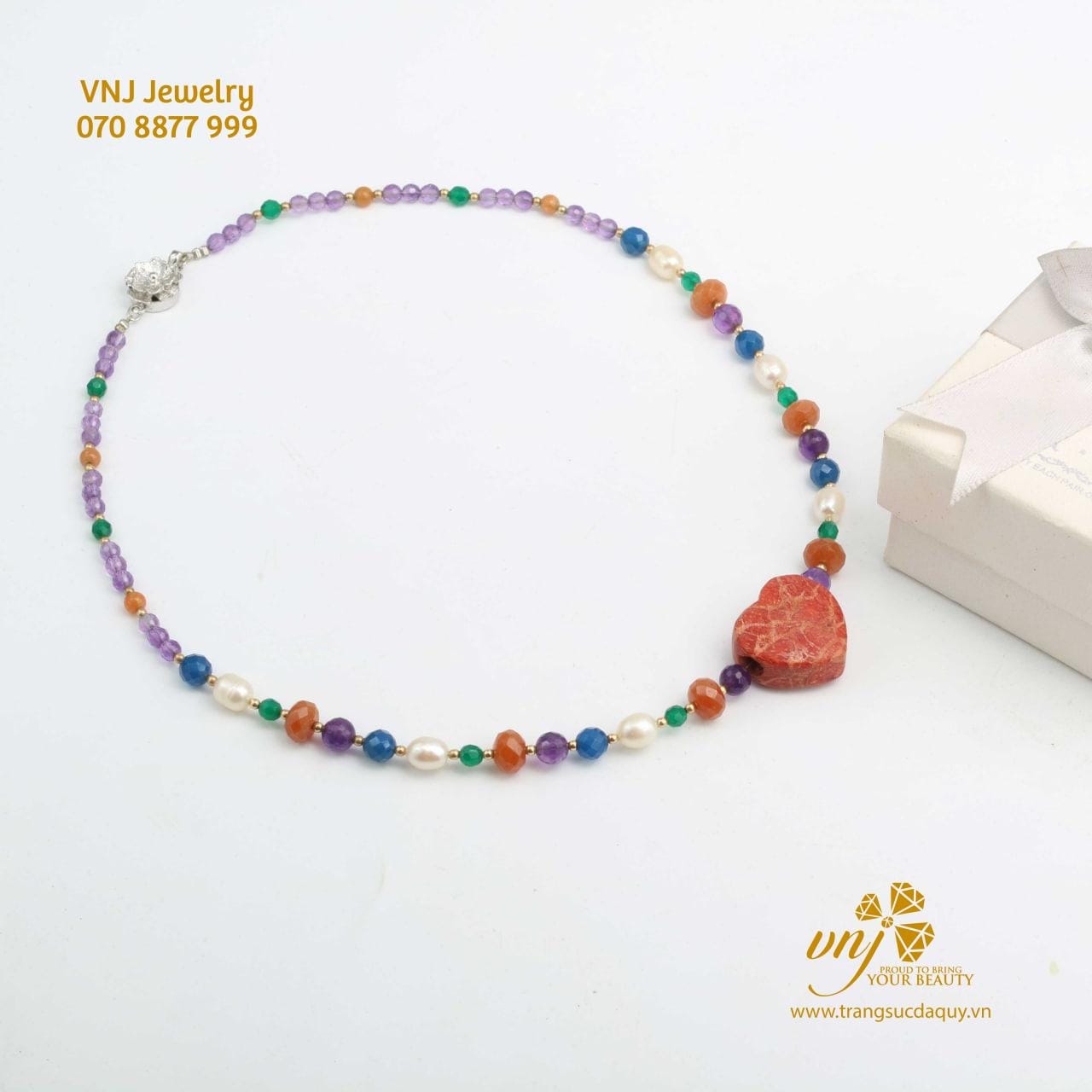 Chuỗi Vòng Tay Ngọc Trai Mix Đá Ngũ Sắc VCNT13 - Ảnh 6
