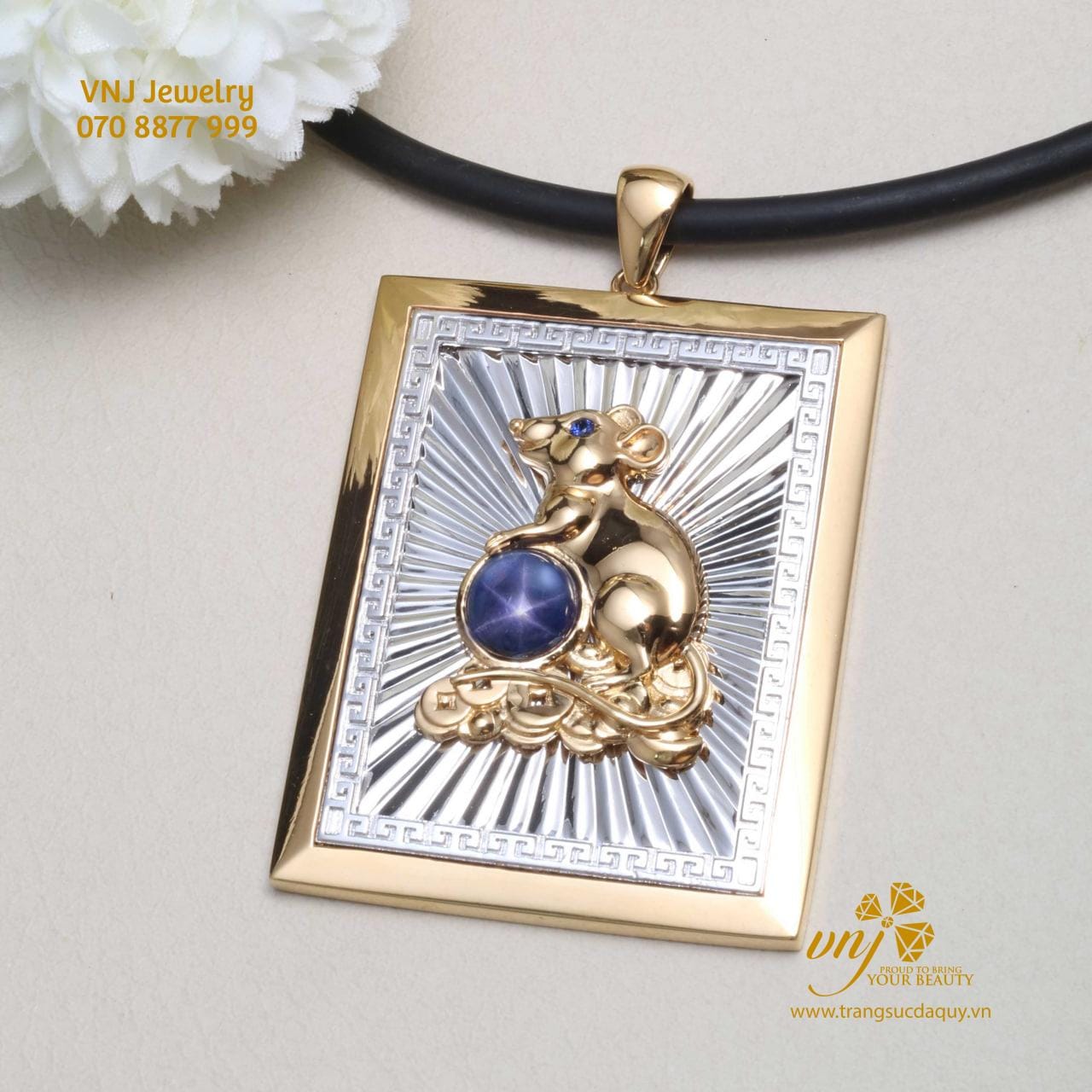 Mặt Dây Sapphire Sao Hình Chuột Cho Tuổi Tí MDS21