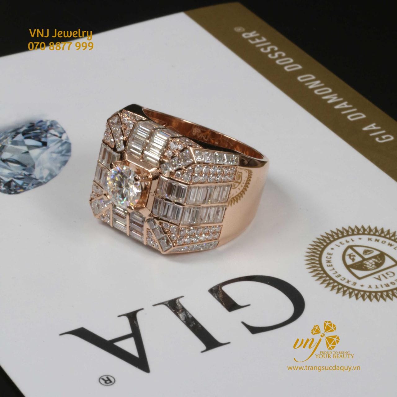 Nhẫn Kết Kim Cương Luxury Vàng Hồng NM76 - Ảnh 8