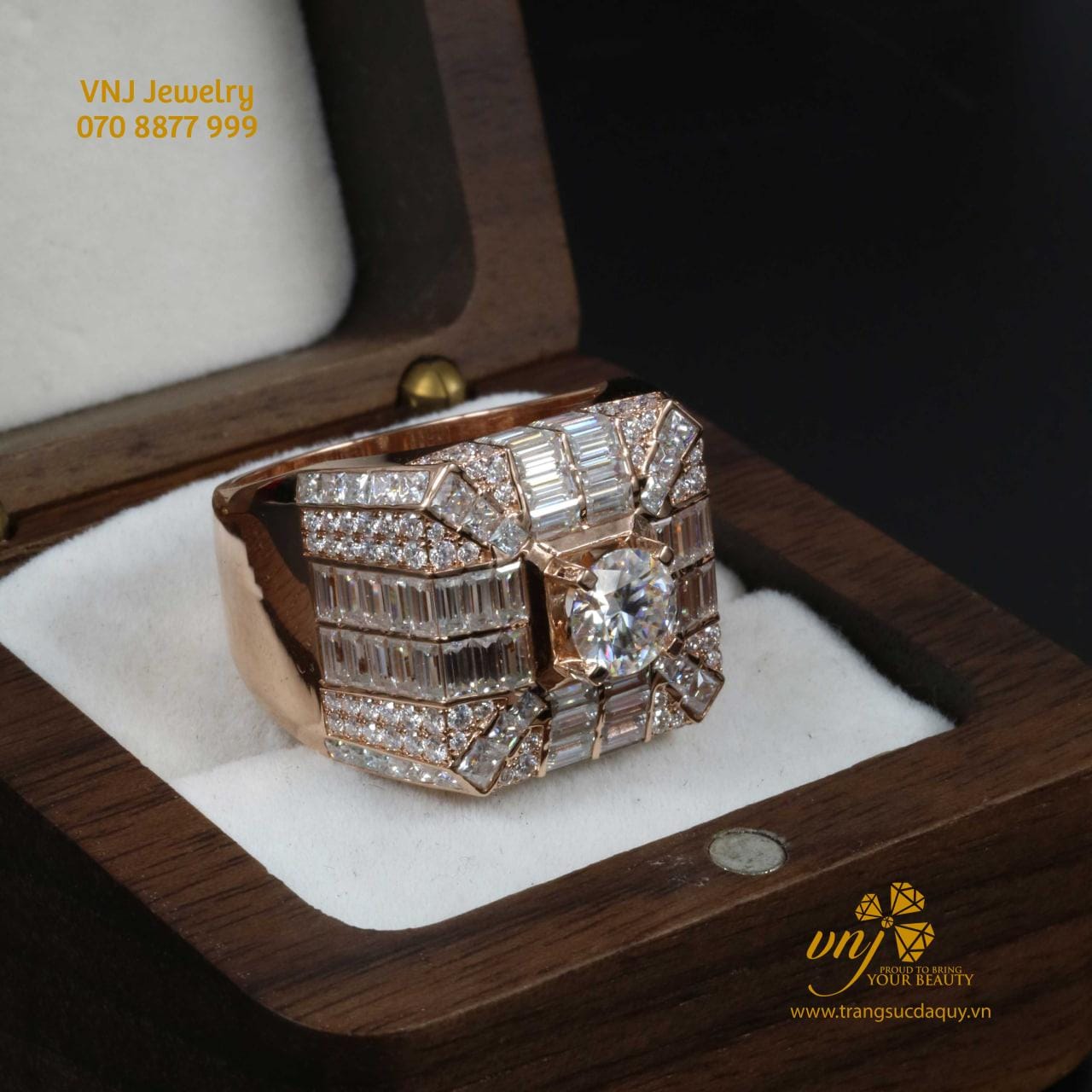 Nhẫn Kết Kim Cương Luxury Vàng Hồng NM76 - Ảnh 9