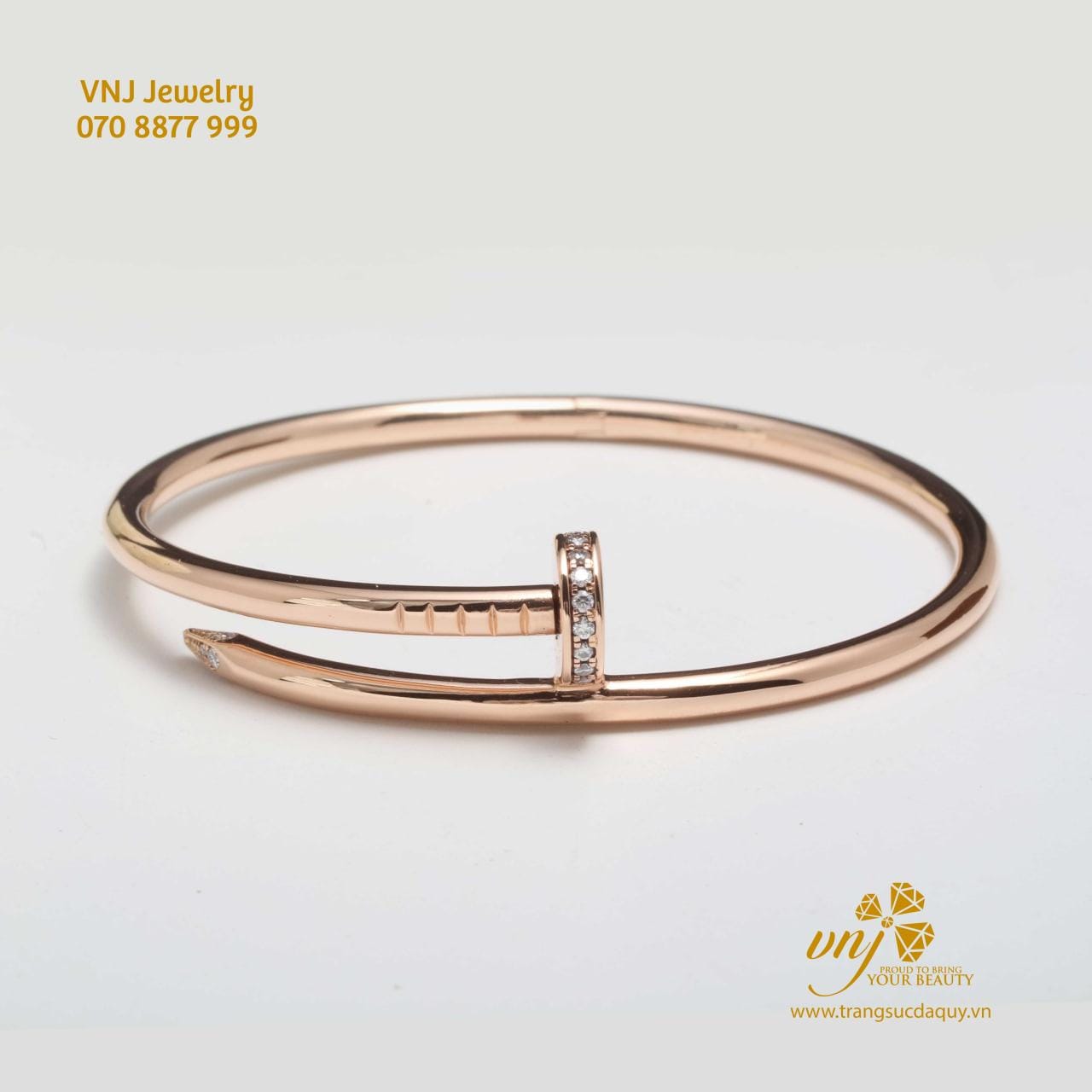 Vòng Tay Đinh Kim Cương Vàng Hồng 18K LTD5