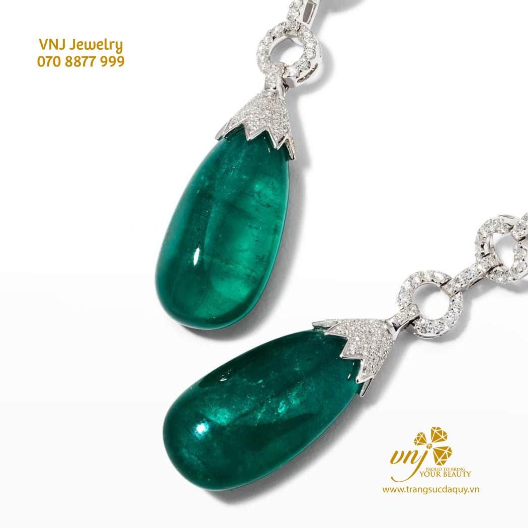 Bông Tai Emerald Trái Châu BTE5