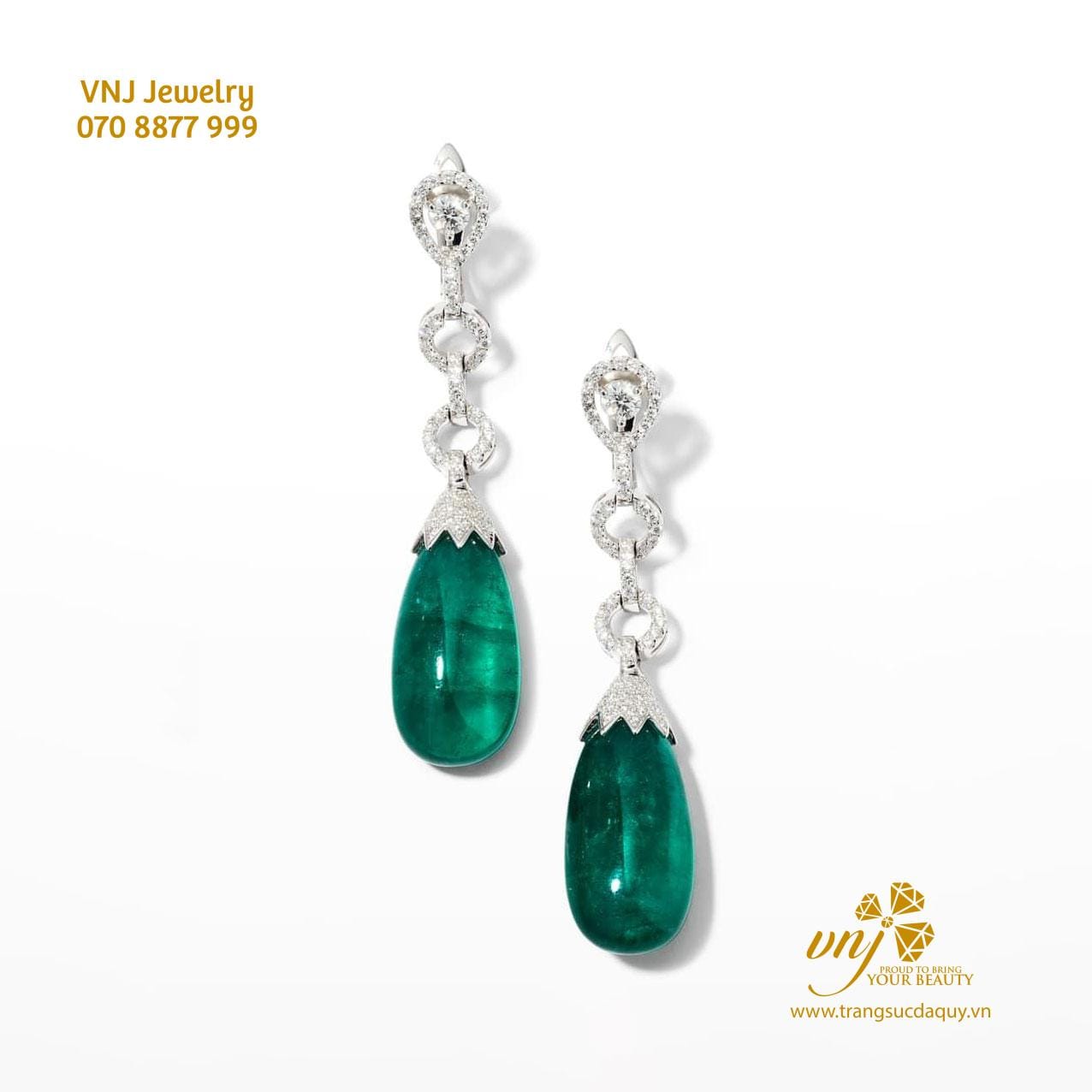 Bông Tai Emerald Trái Châu BTE5
