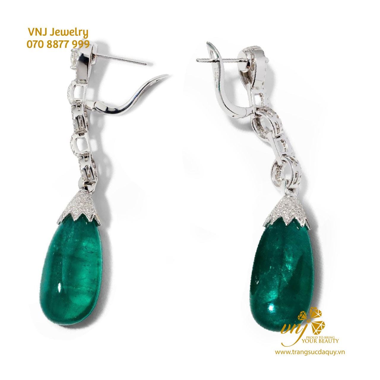 Bông Tai Emerald Trái Châu BTE5