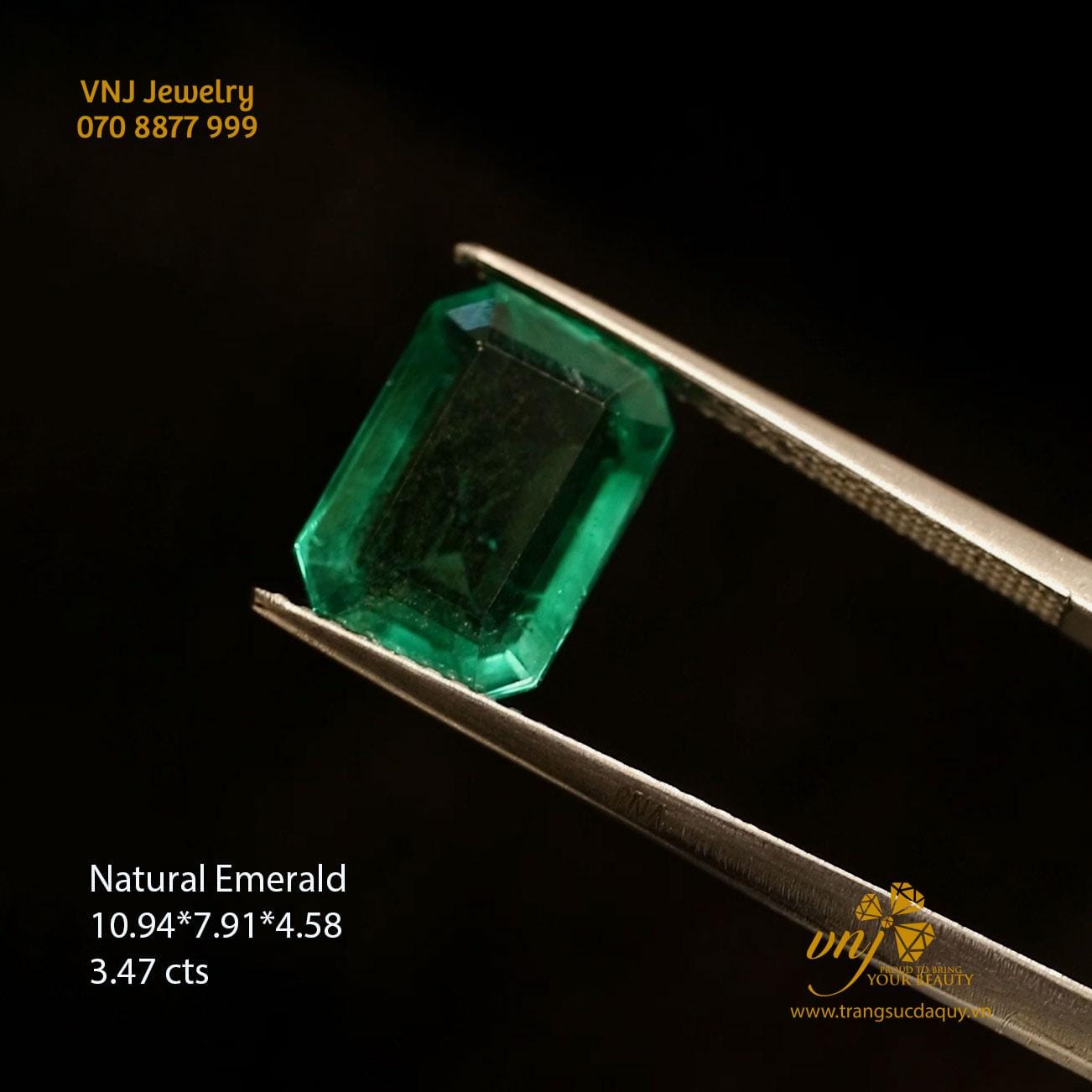 Đá Emerald Chữ Nhật Trong Suốt Thiên Nhiên DQE12