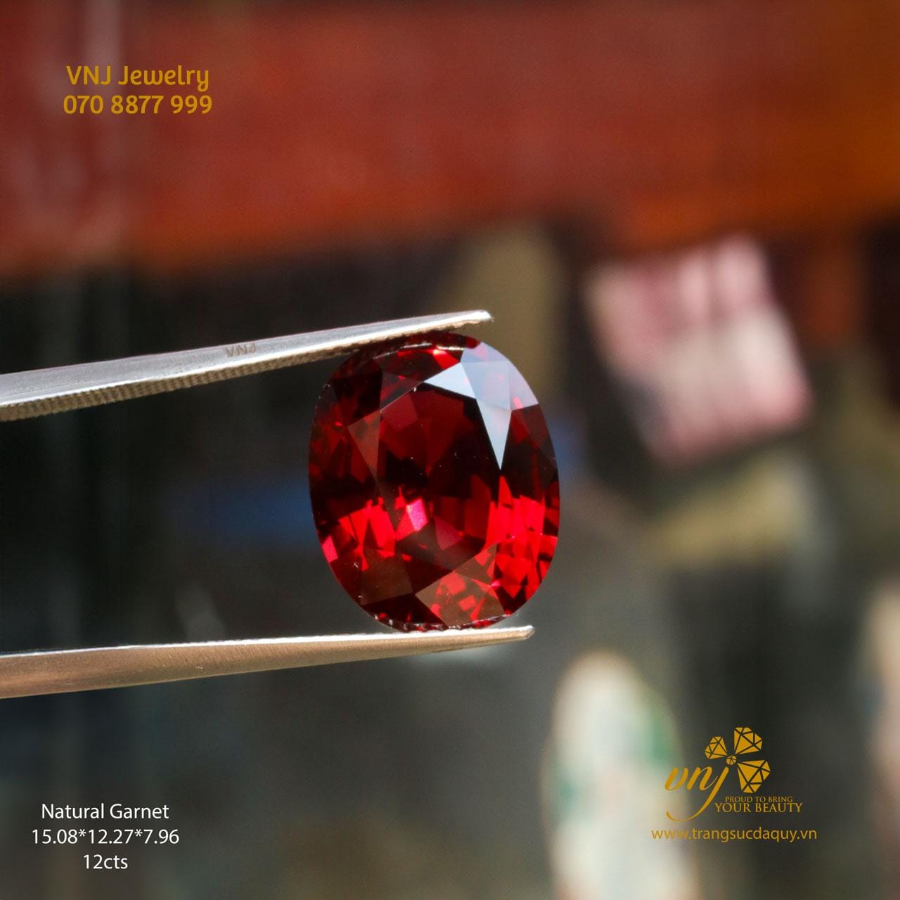 Garnet Đỏ Thiên Nhiên Mài Oval DQG7