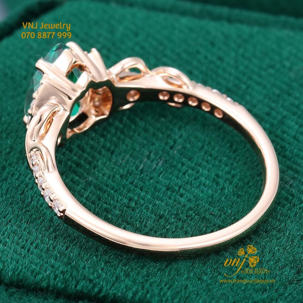 Nhẫn Vintage Đá Emerald Cắt Giọt Nước NWE5