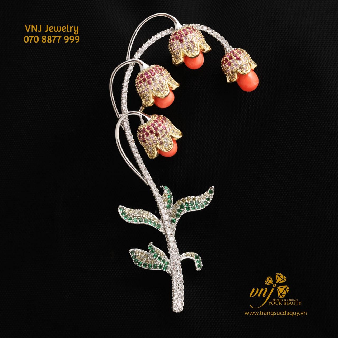 Cài Áo Cành Hoa Vàng Trắng CF34