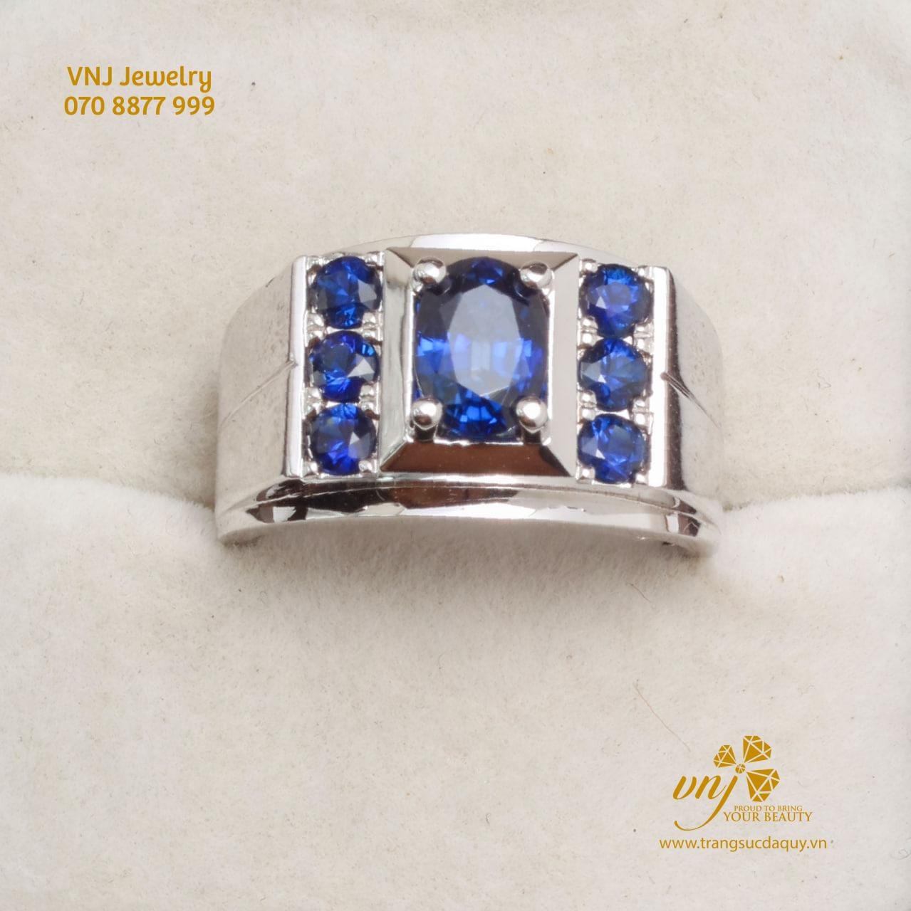 Nhẫn Nam Đá Sapphire Blue NM81