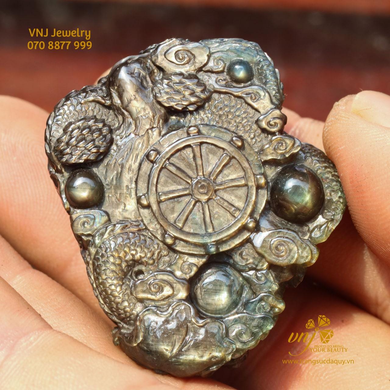Tượng Quan Âm - Rồng Ngậm Châu - Sapphire Thiên Nhiên MTS15 - Ảnh 2
