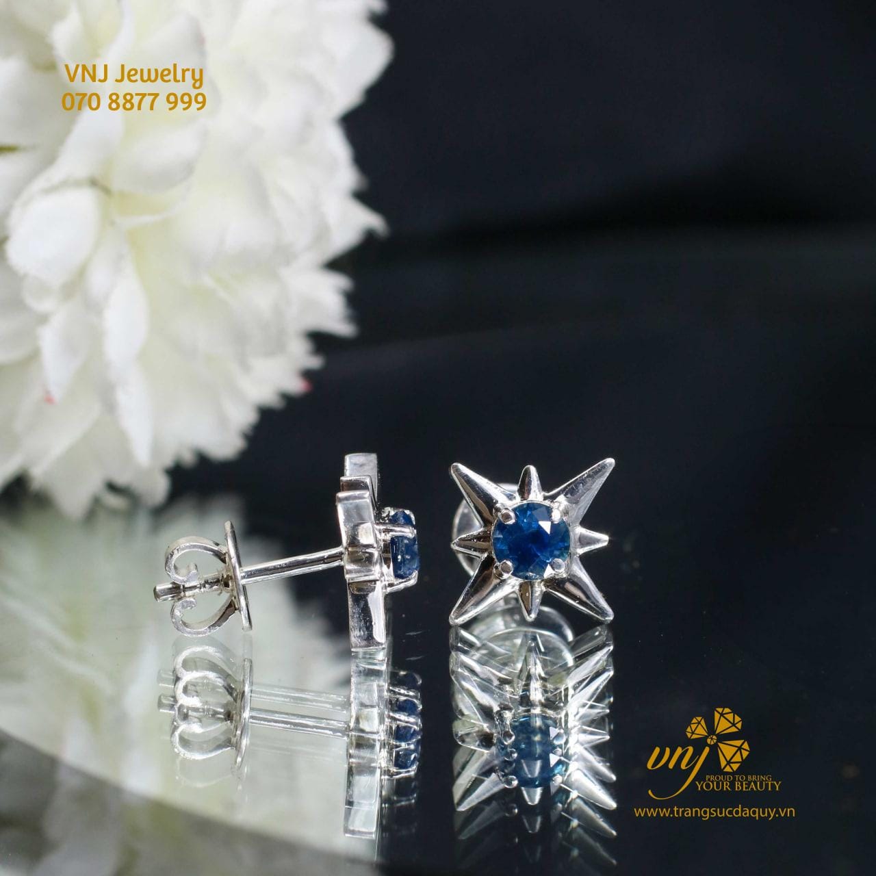 Bông Tai Ngôi Sao Đá Sapphire Blue BTS17