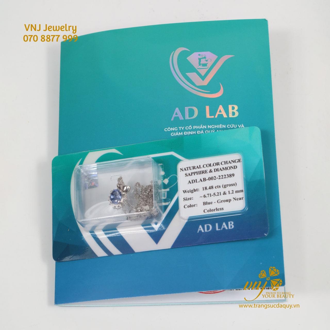 Mặt Dây Chuyền Đá Sapphire Xanh Đổi Màu MDS23 - Ảnh 2