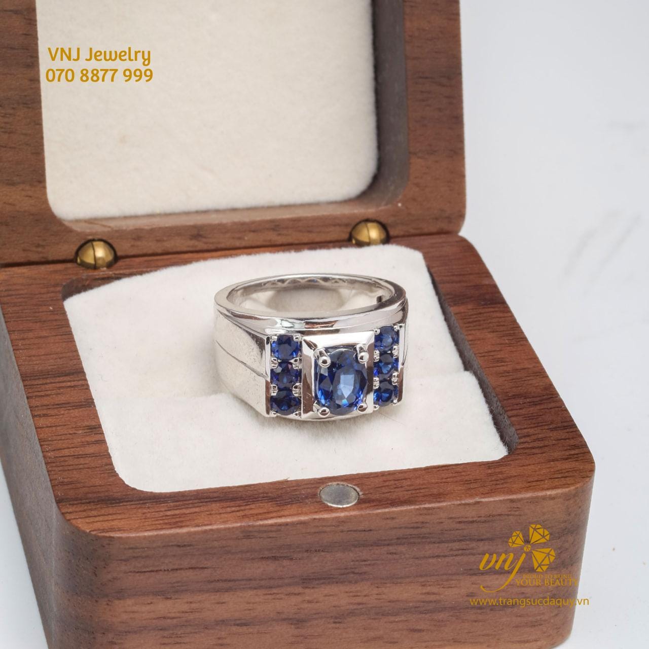 Nhẫn Nam Đá Sapphire Blue NM81