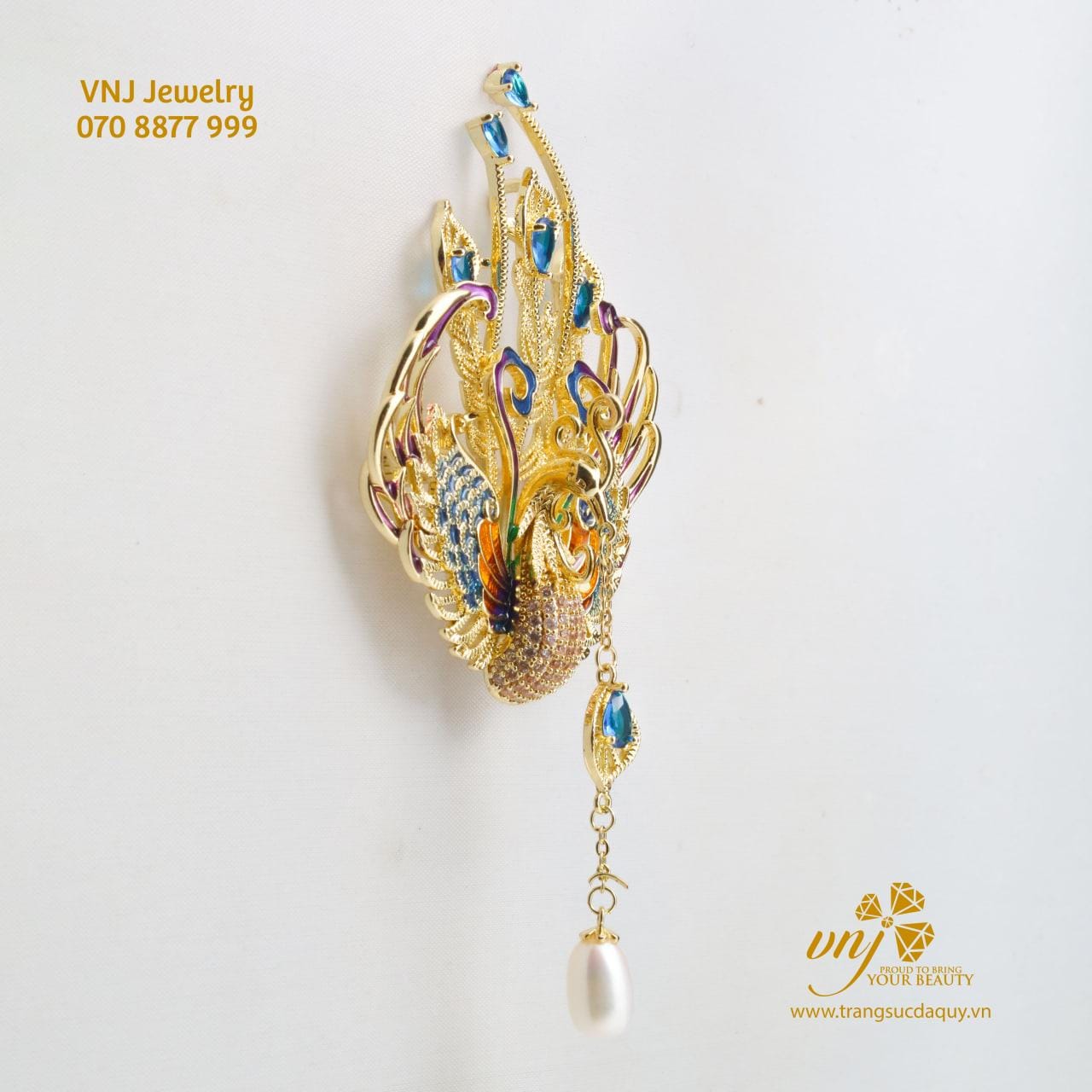 Cài Áo Con Công Mix Ngọc Trai CF30 - Ảnh 4