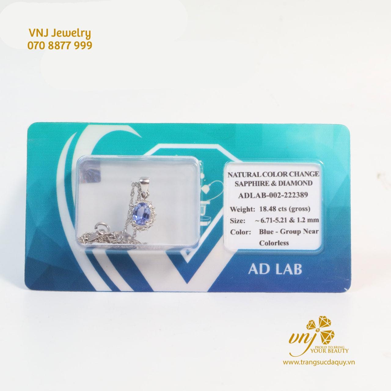 Mặt Dây Chuyền Đá Sapphire Xanh Đổi Màu MDS23 - Ảnh 3