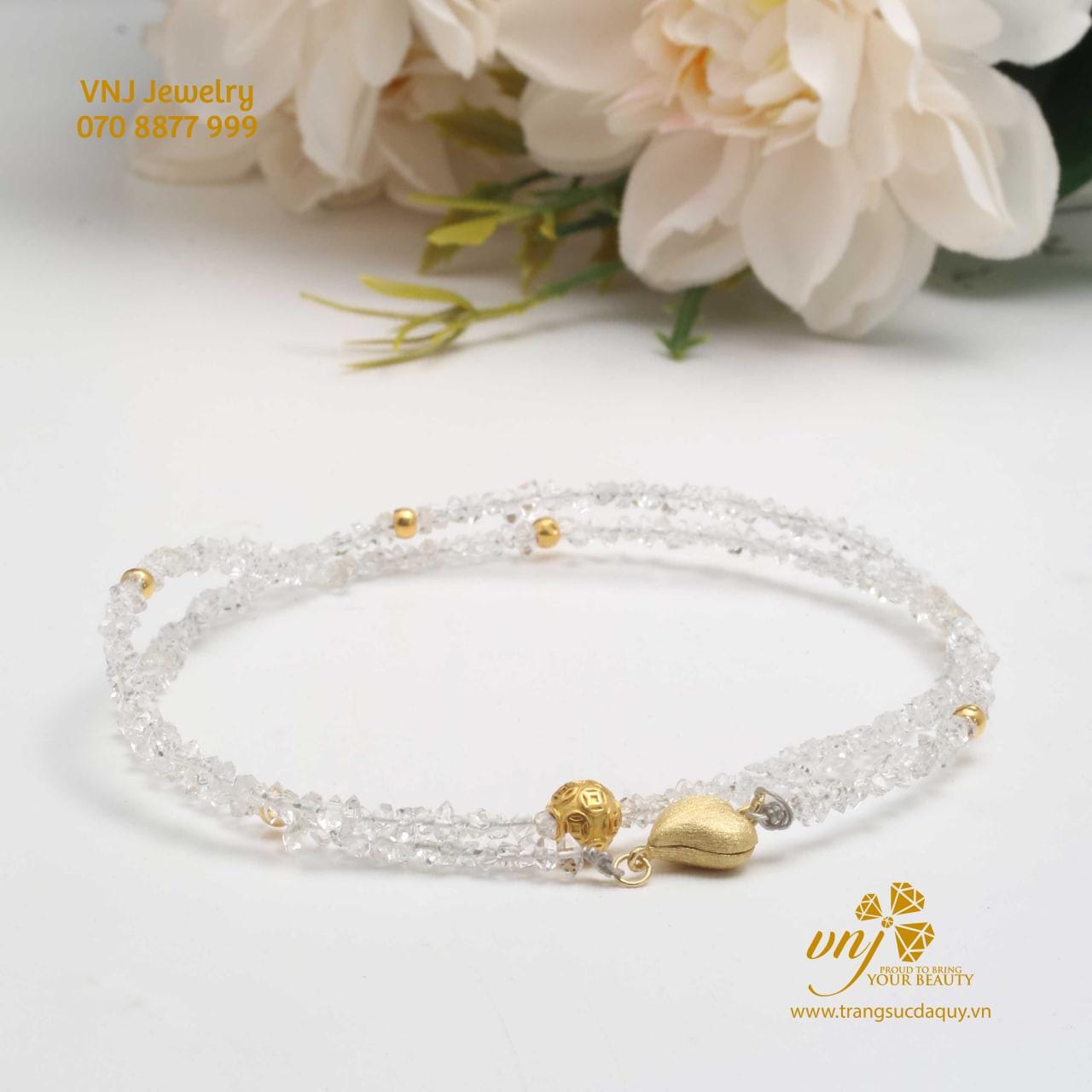 Chuỗi Diamond Herkimer Mix Charm Vàng 24K VCQW2 - Ảnh 4