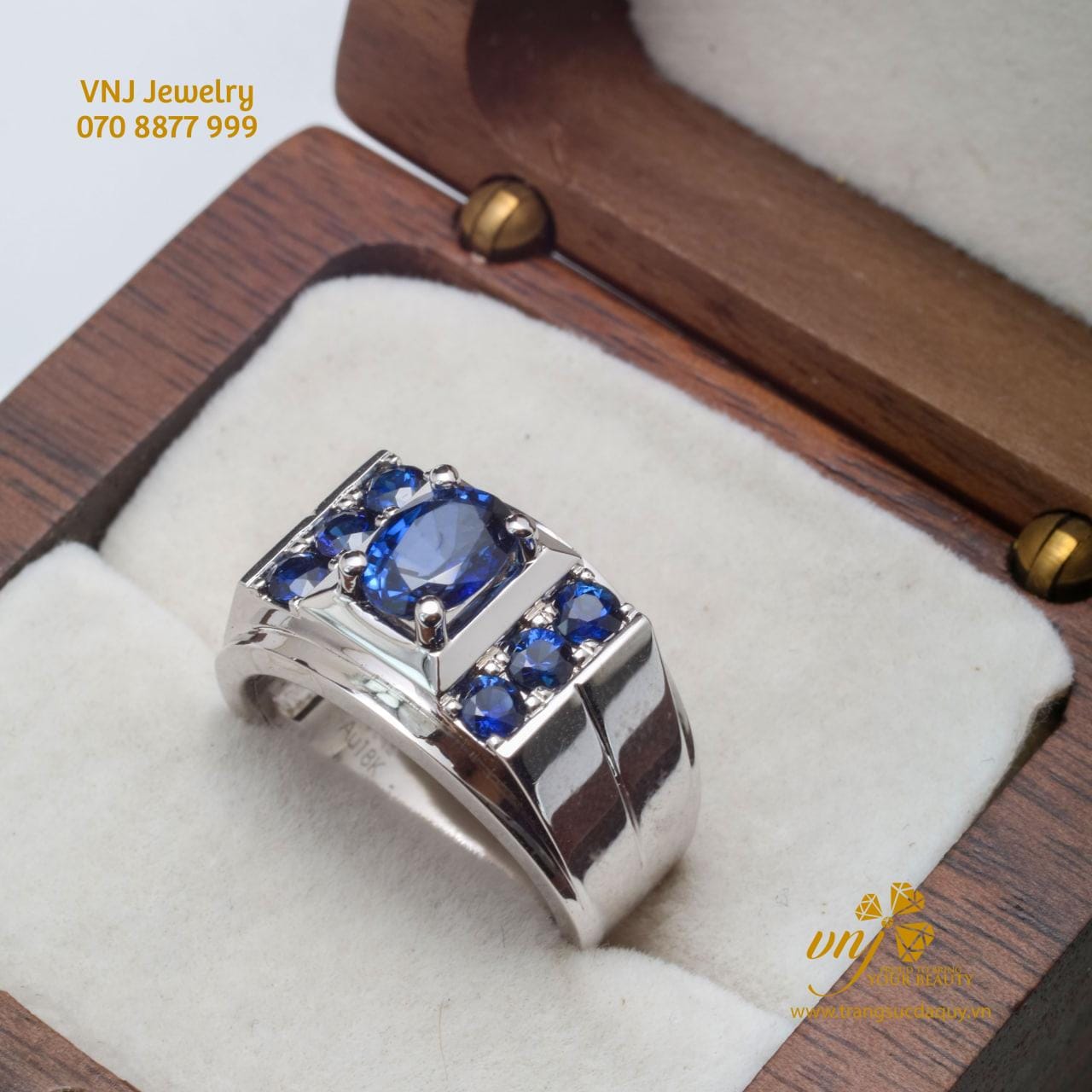 Nhẫn Nam Đá Sapphire Blue NM81