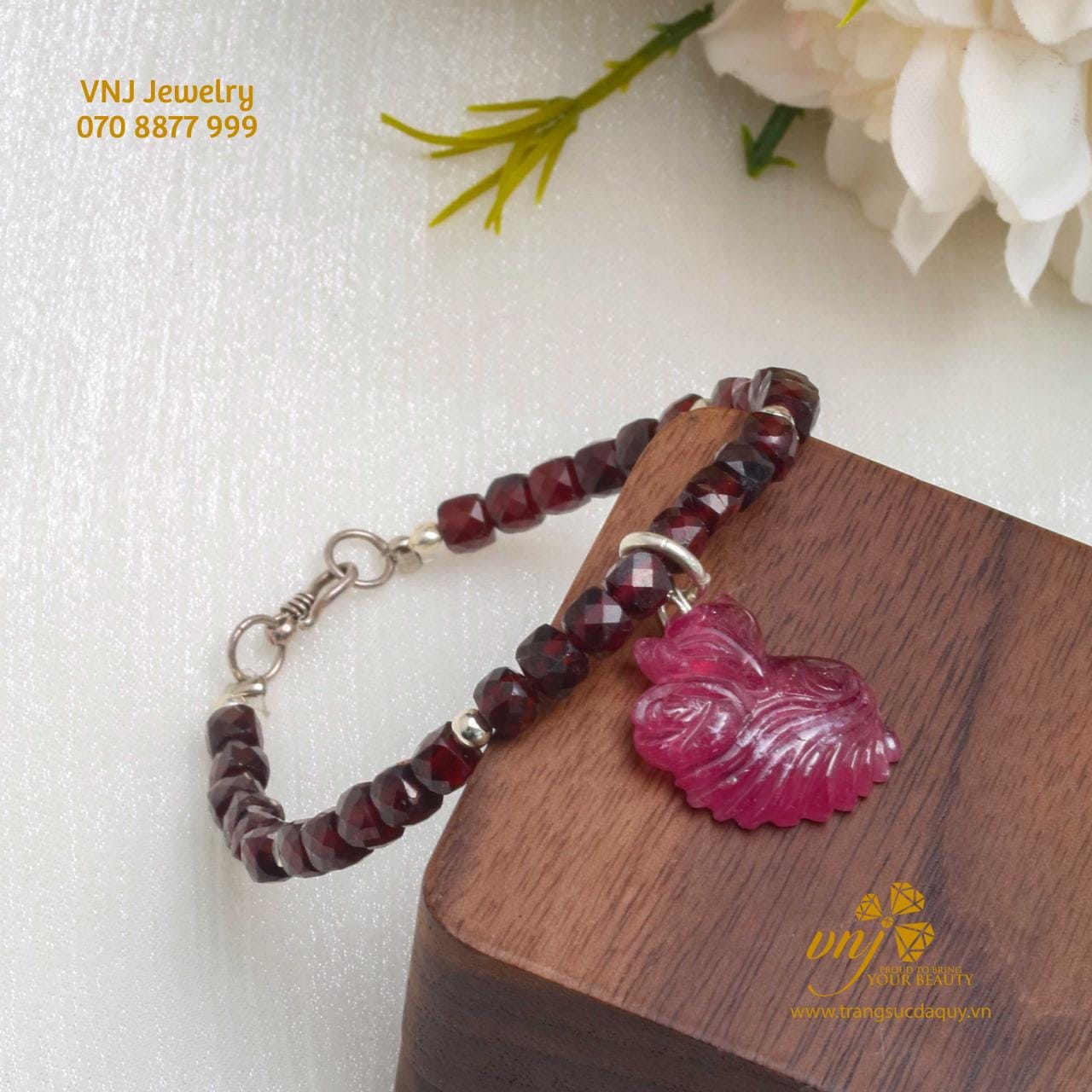 Vòng Tay Garnet Mix Hồ Ly Ruby VCG10