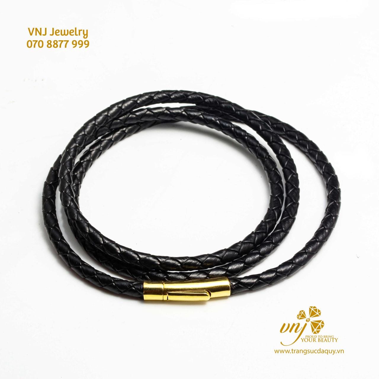 Dây chuyền da khoá vàng