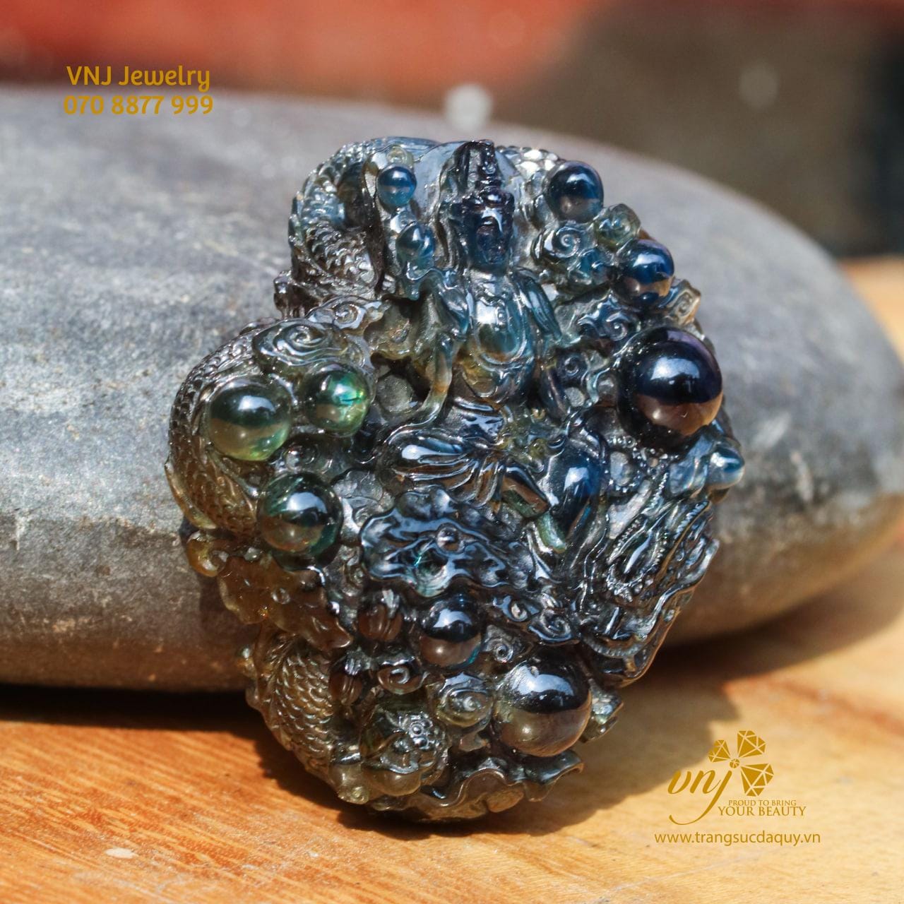 Tượng Quan Âm - Rồng Ngậm Châu - Sapphire Thiên Nhiên MTS15 - Ảnh 5