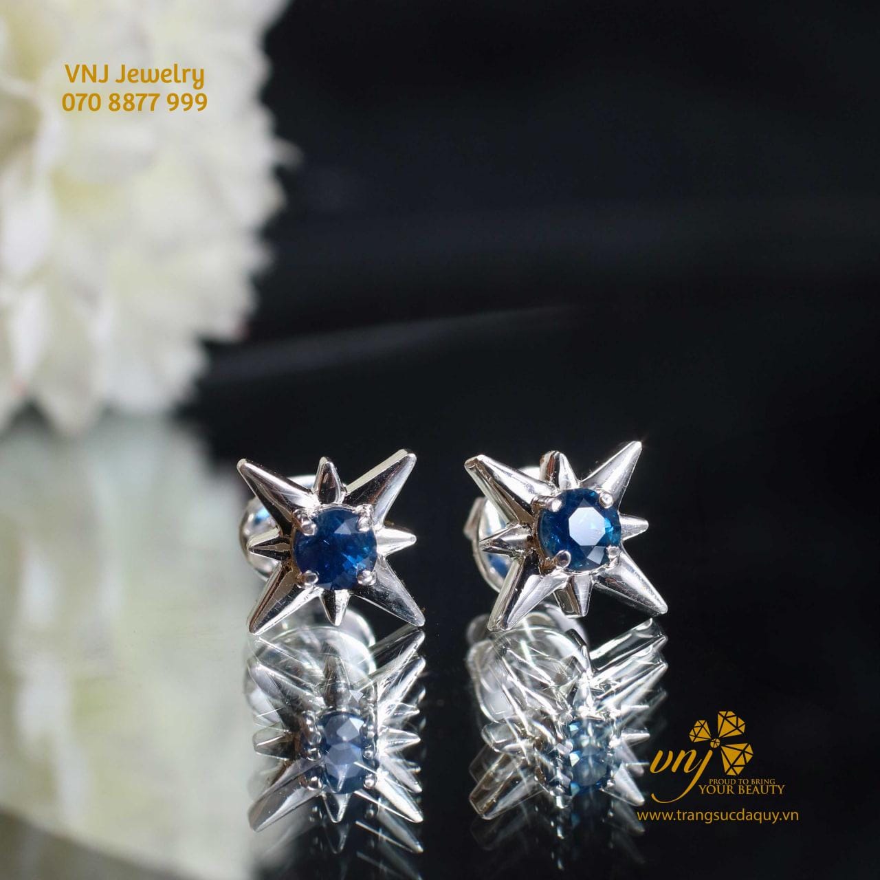 Bông Tai Ngôi Sao Đá Sapphire Blue BTS17