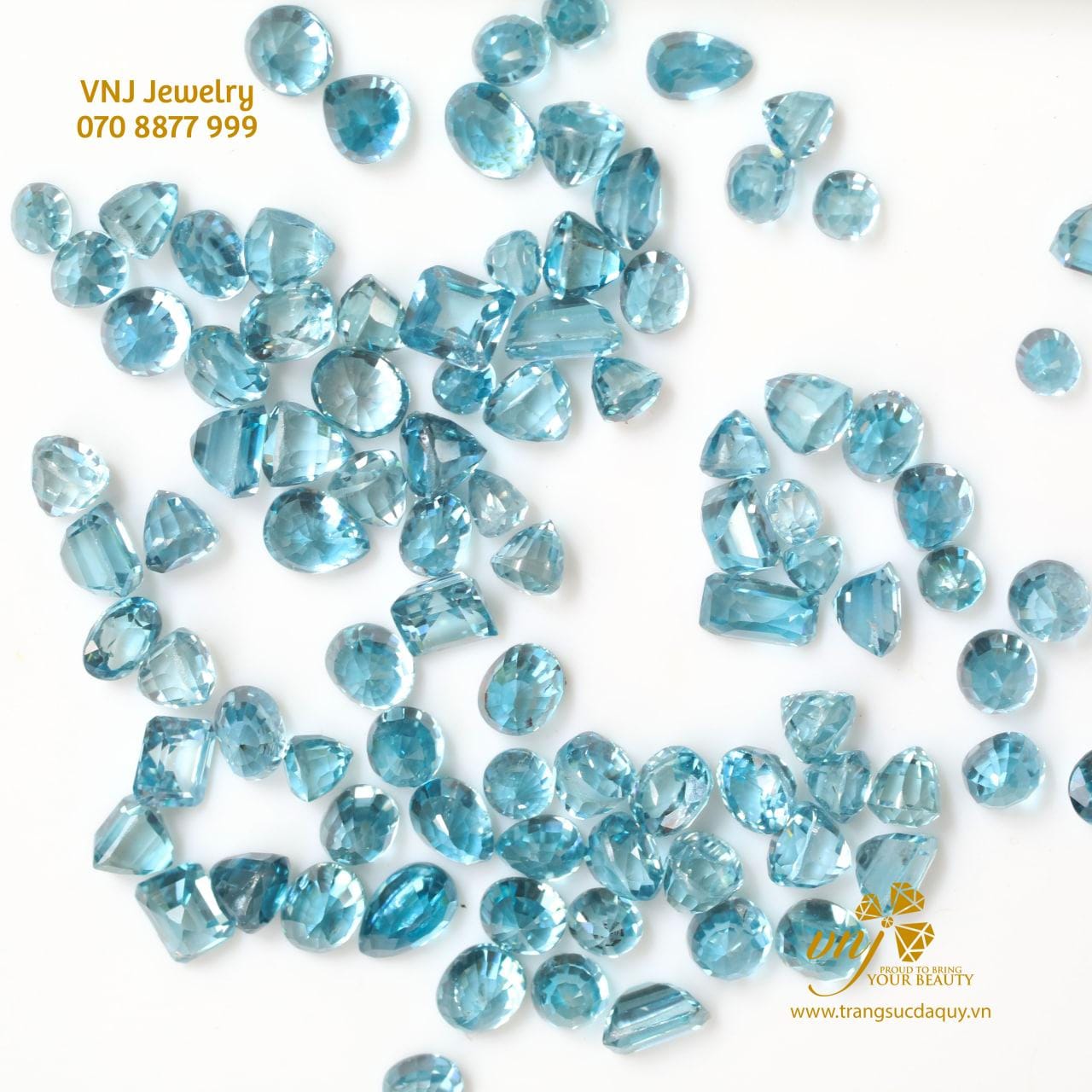 Đá zircon Xanh Dương Thiên Nhiên Mài Giác DQZ11