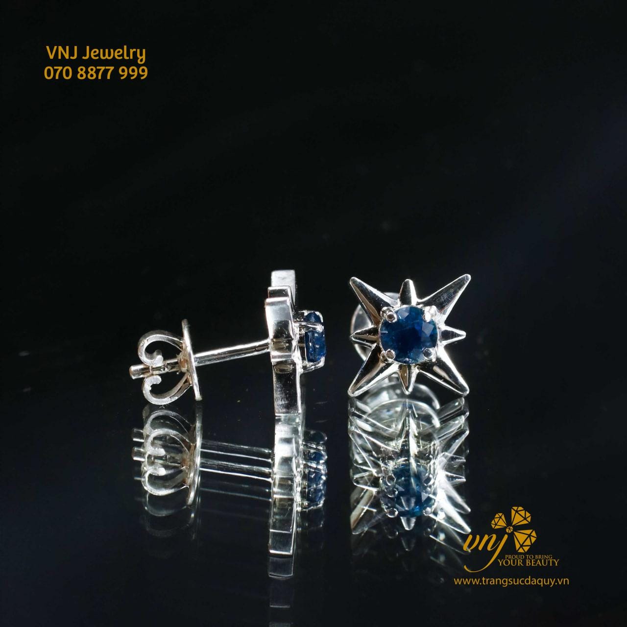 Bông Tai Ngôi Sao Đá Sapphire Blue BTS17