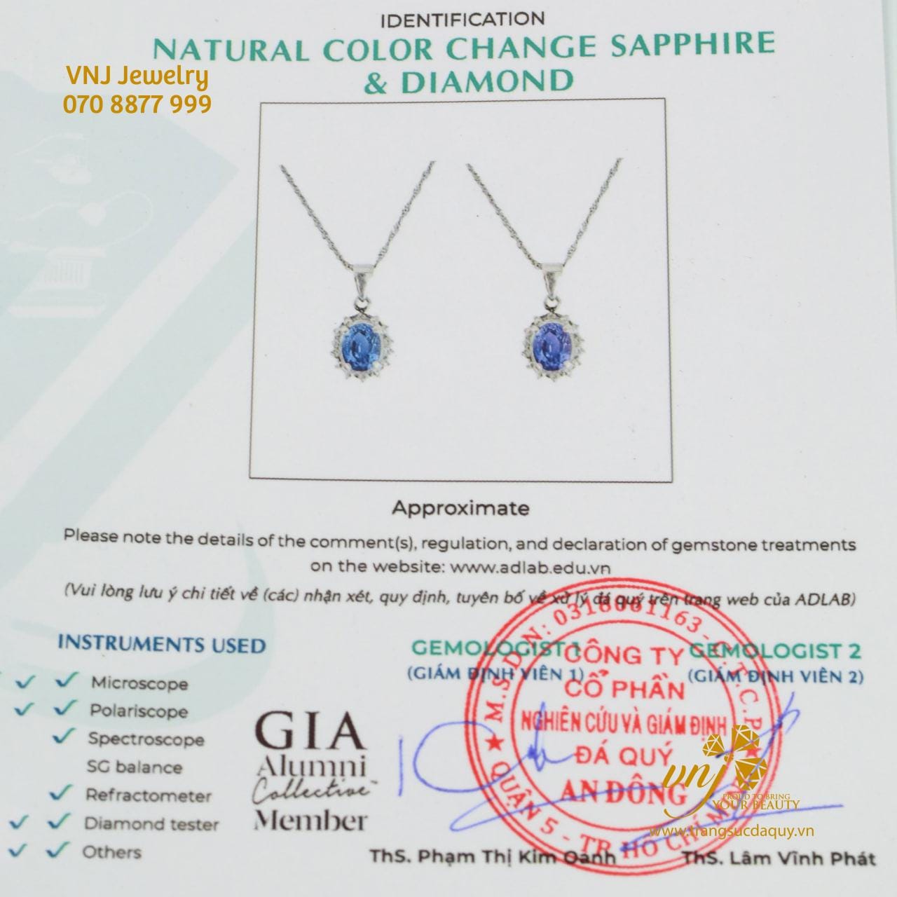 Mặt Dây Chuyền Đá Sapphire Xanh Đổi Màu MDS23 - Ảnh 7